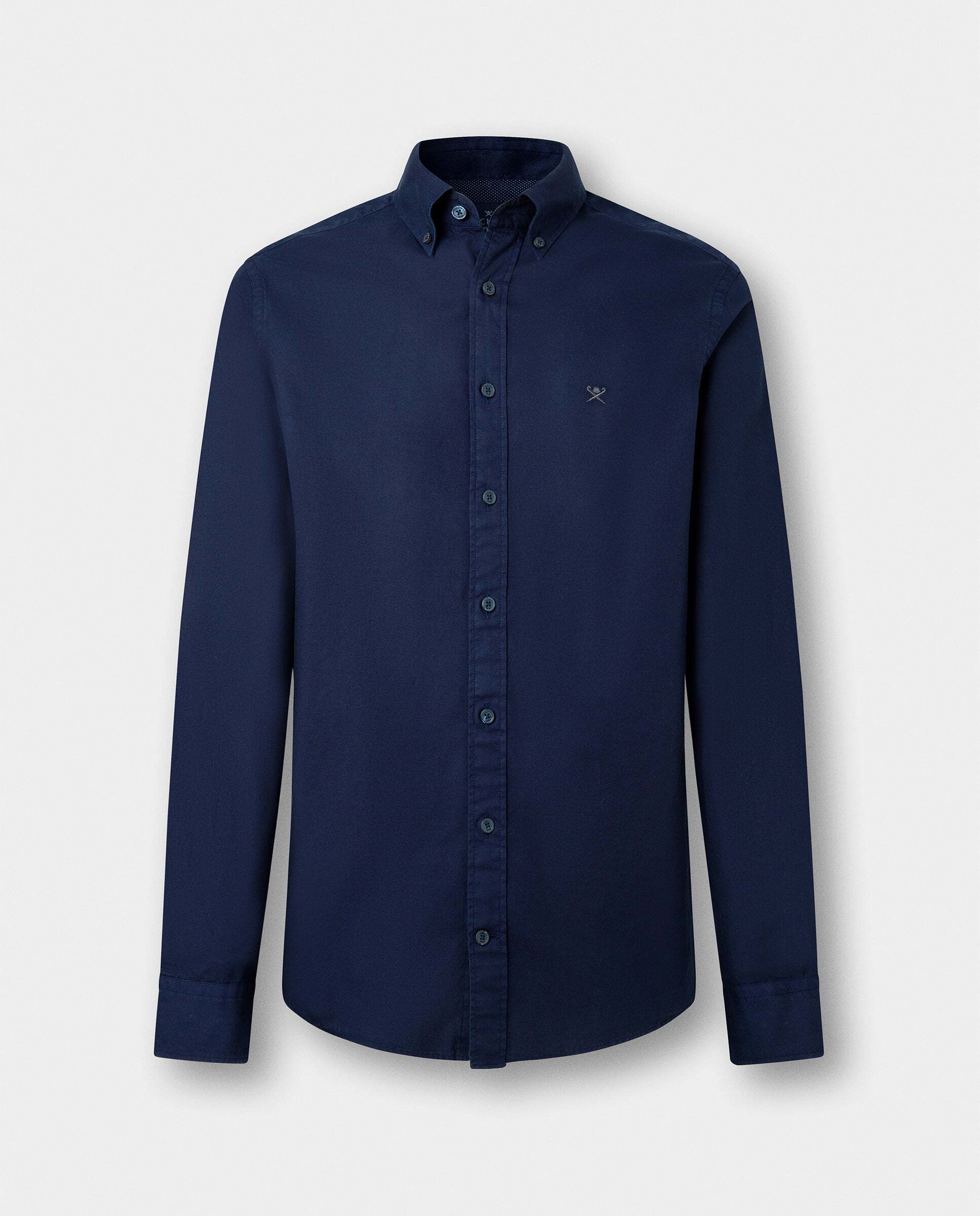Camisa de hombre oxford teñida en prenda fit tailored - Hackett - Azul marino Azul marino-7