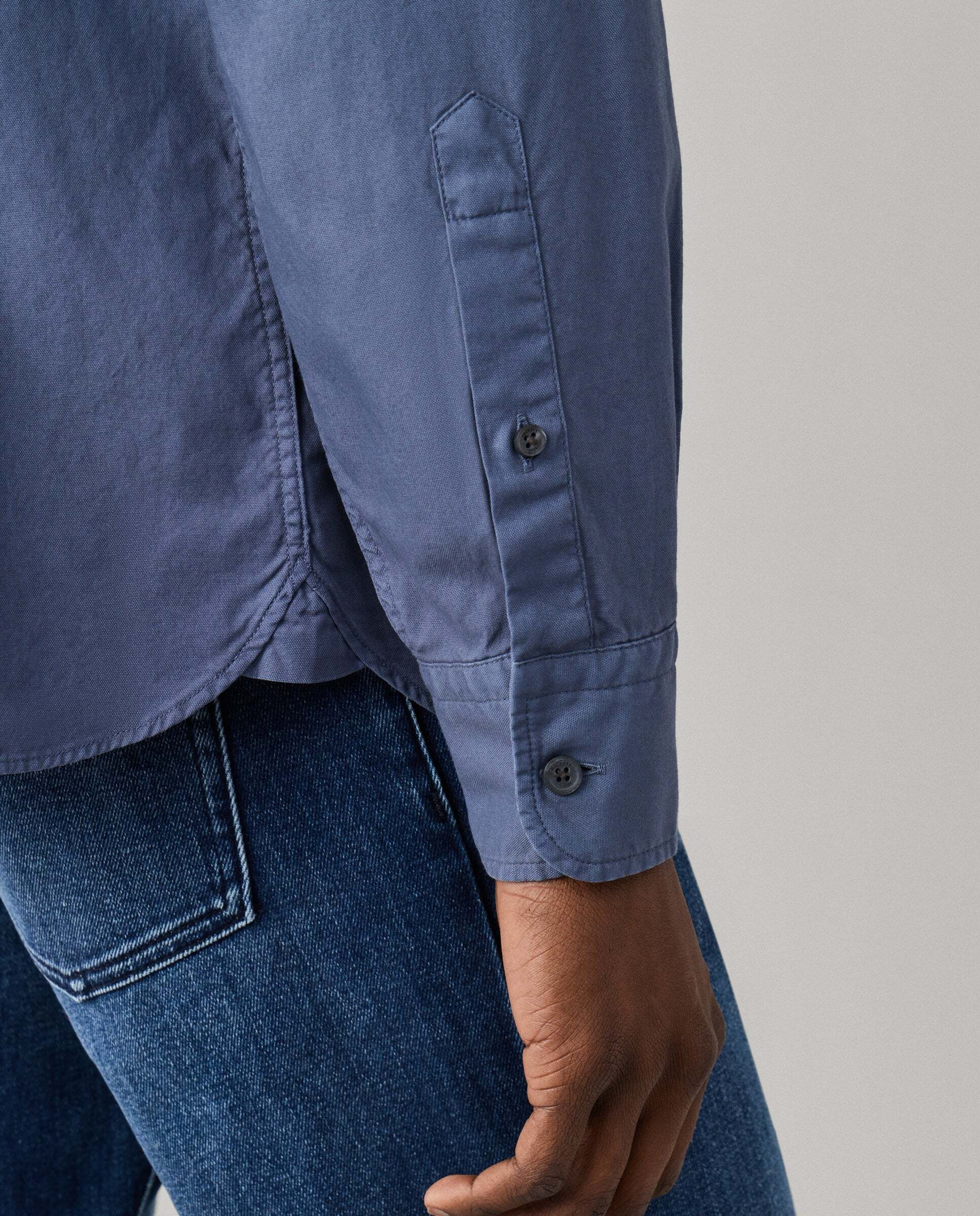 Camisa de hombre oxford teñida en prenda fit tailored - Hackett - Azul Azul-5