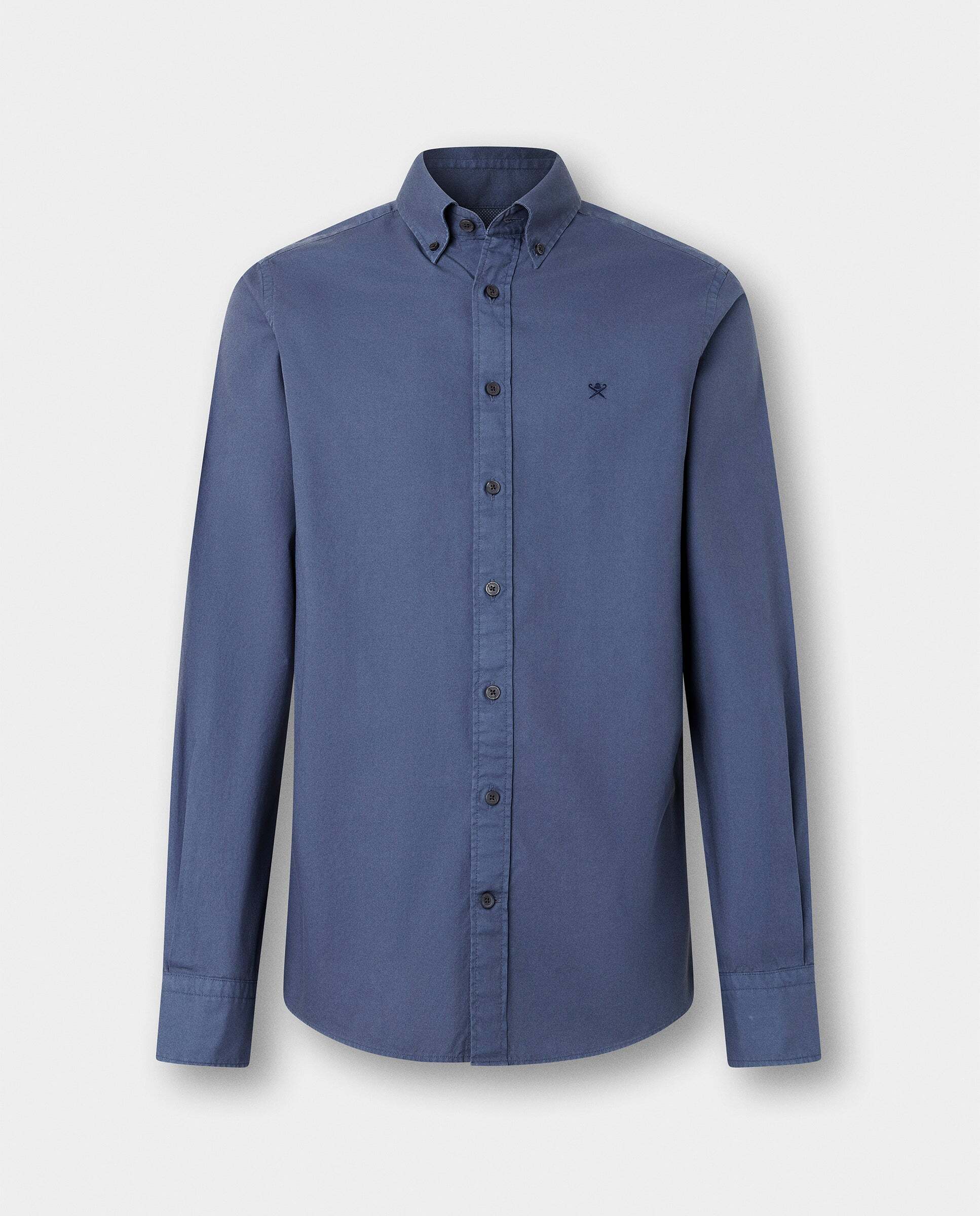 Camisa de hombre oxford teñida en prenda fit tailored - Hackett - Azul Azul-7