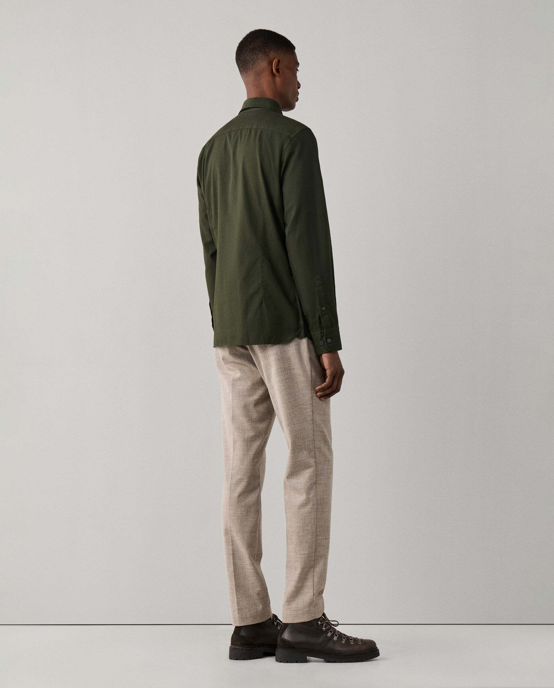 Camisa de hombre oxford teñida en prenda fit tailored - Hackett - Verde Verde-3