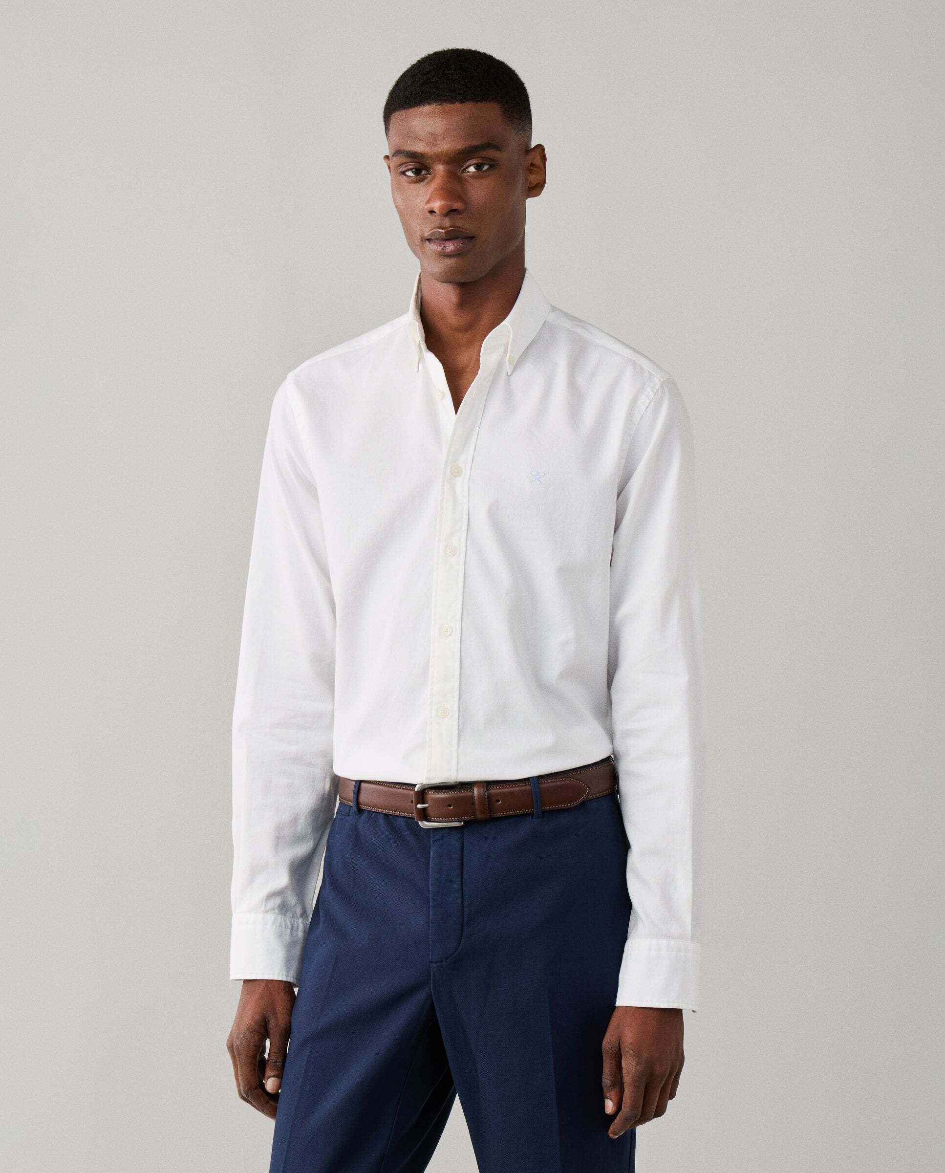 Imagen 0 de Camisa de hombre oxford teñida en prenda fit tailored Blanco