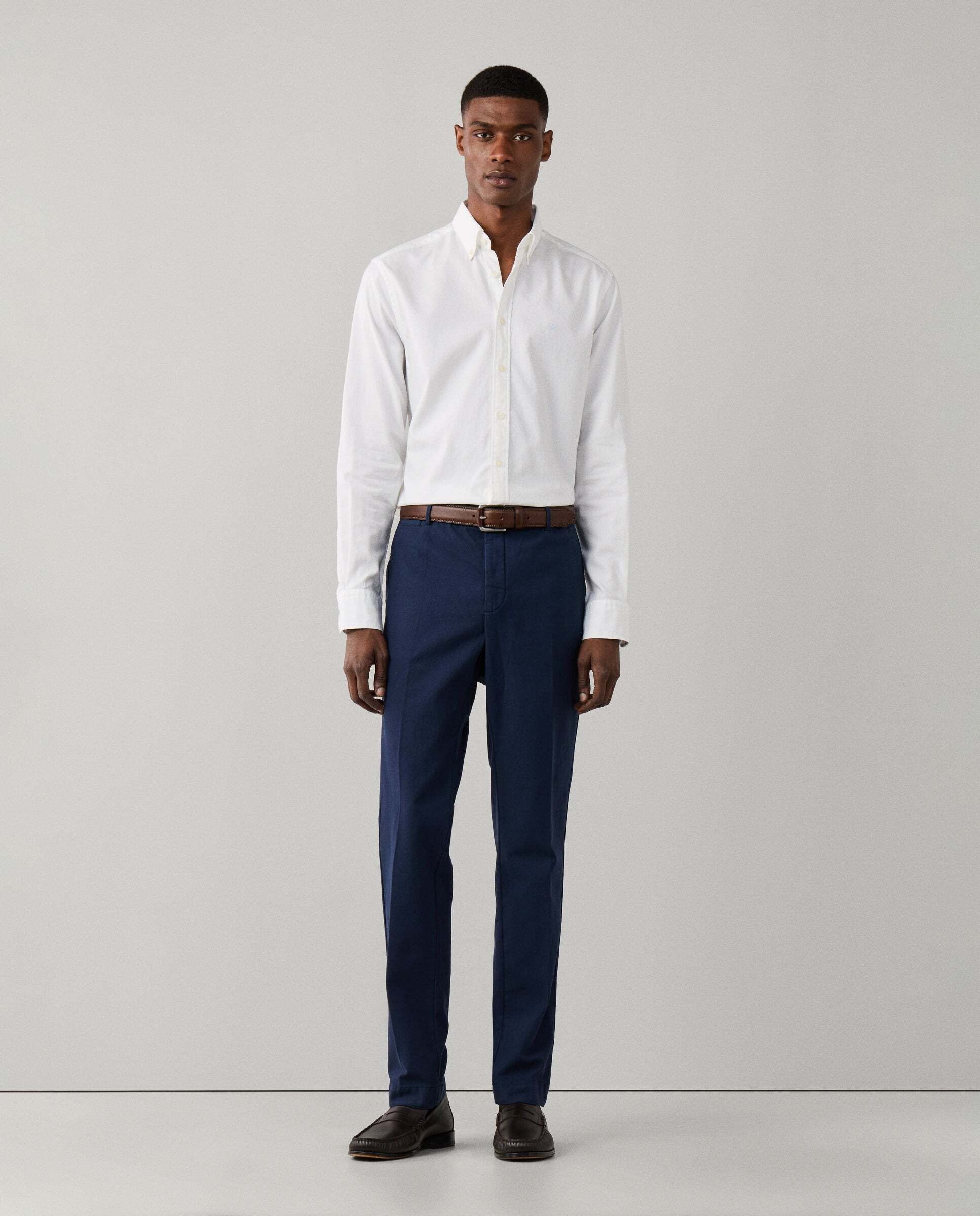 Camisa de hombre oxford teñida en prenda fit tailored - Hackett - Blanco Blanco-2