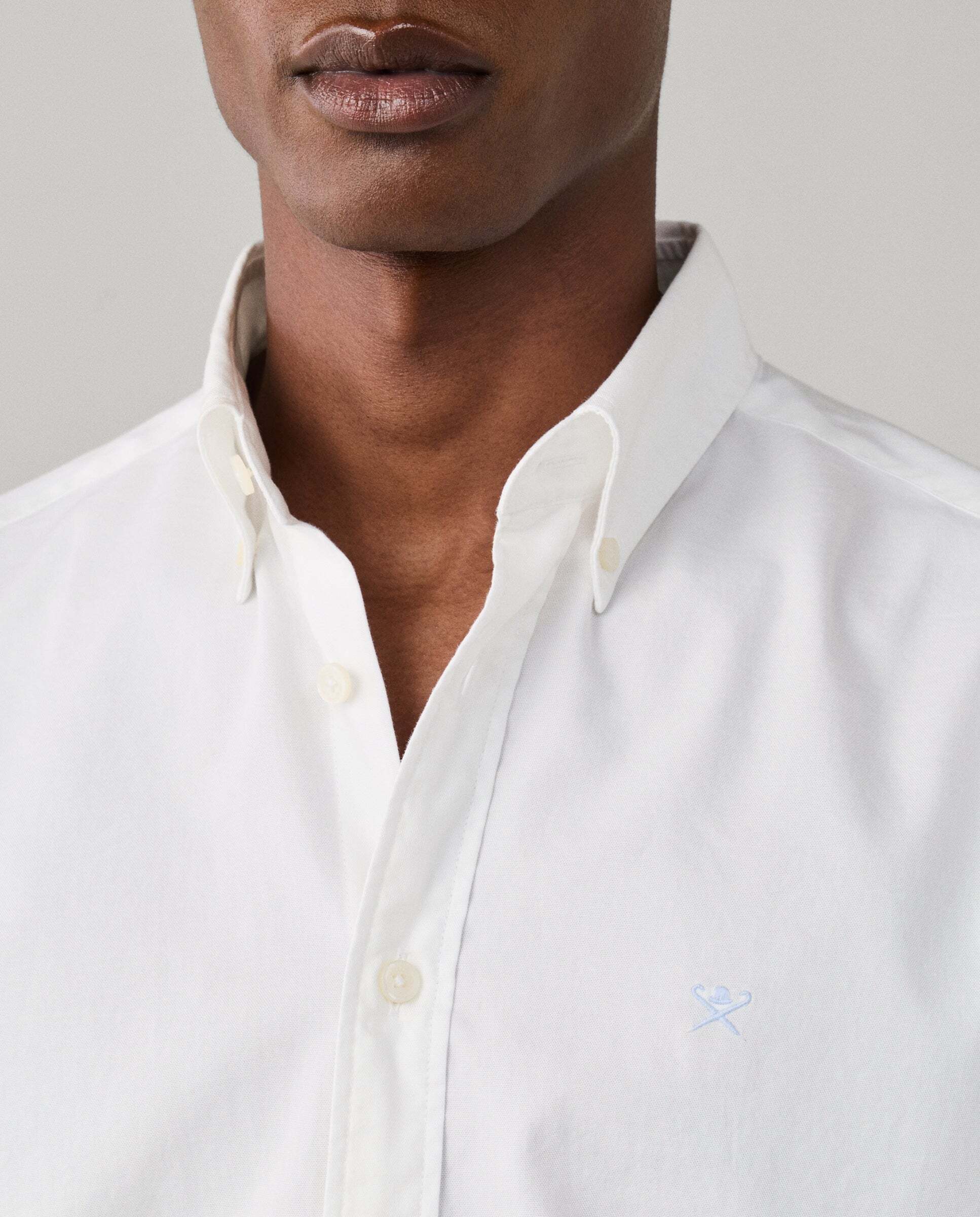 Camisa de hombre oxford teñida en prenda fit tailored - Hackett - Blanco Blanco-4