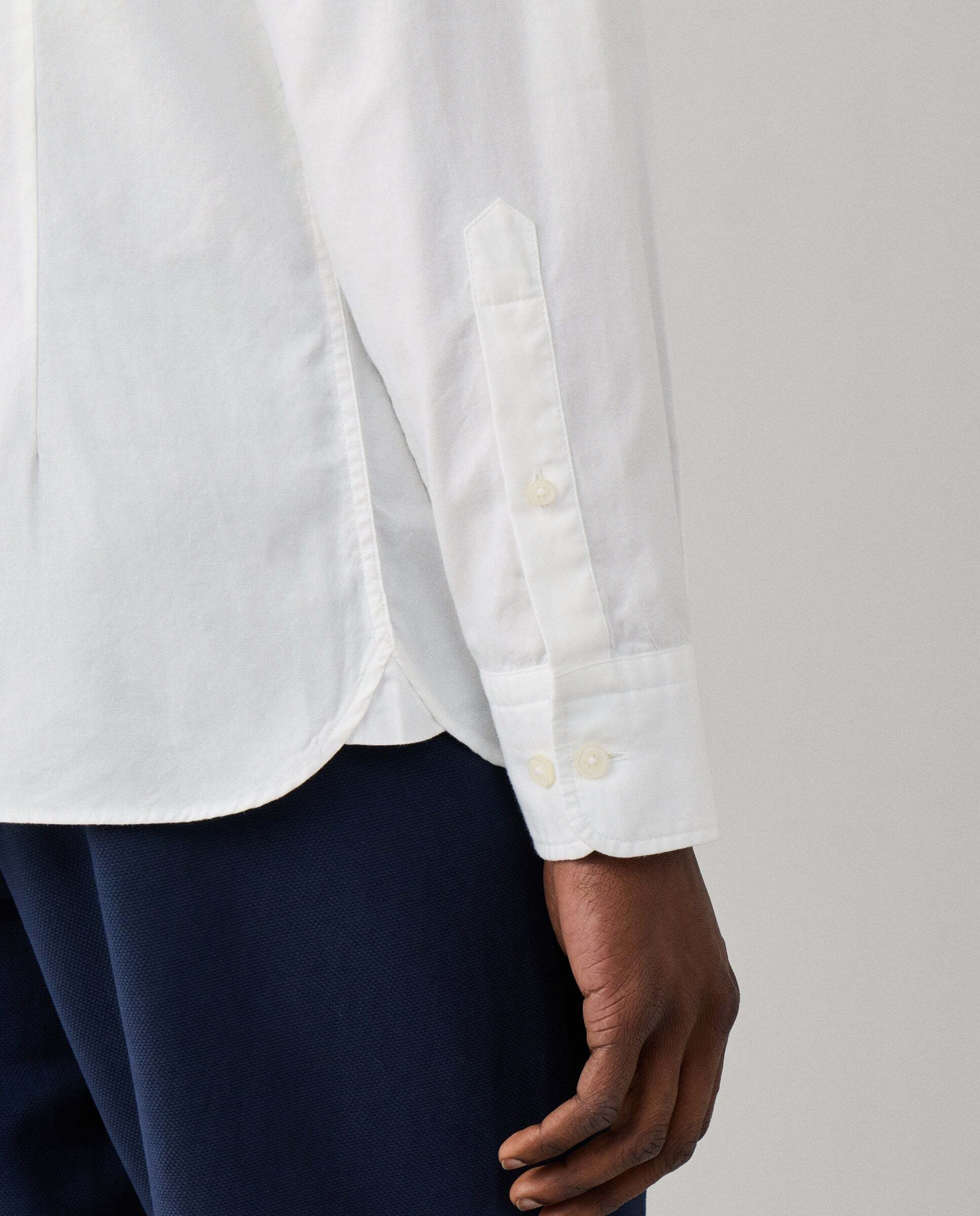 Camisa de hombre oxford teñida en prenda fit tailored - Hackett - Blanco Blanco-5