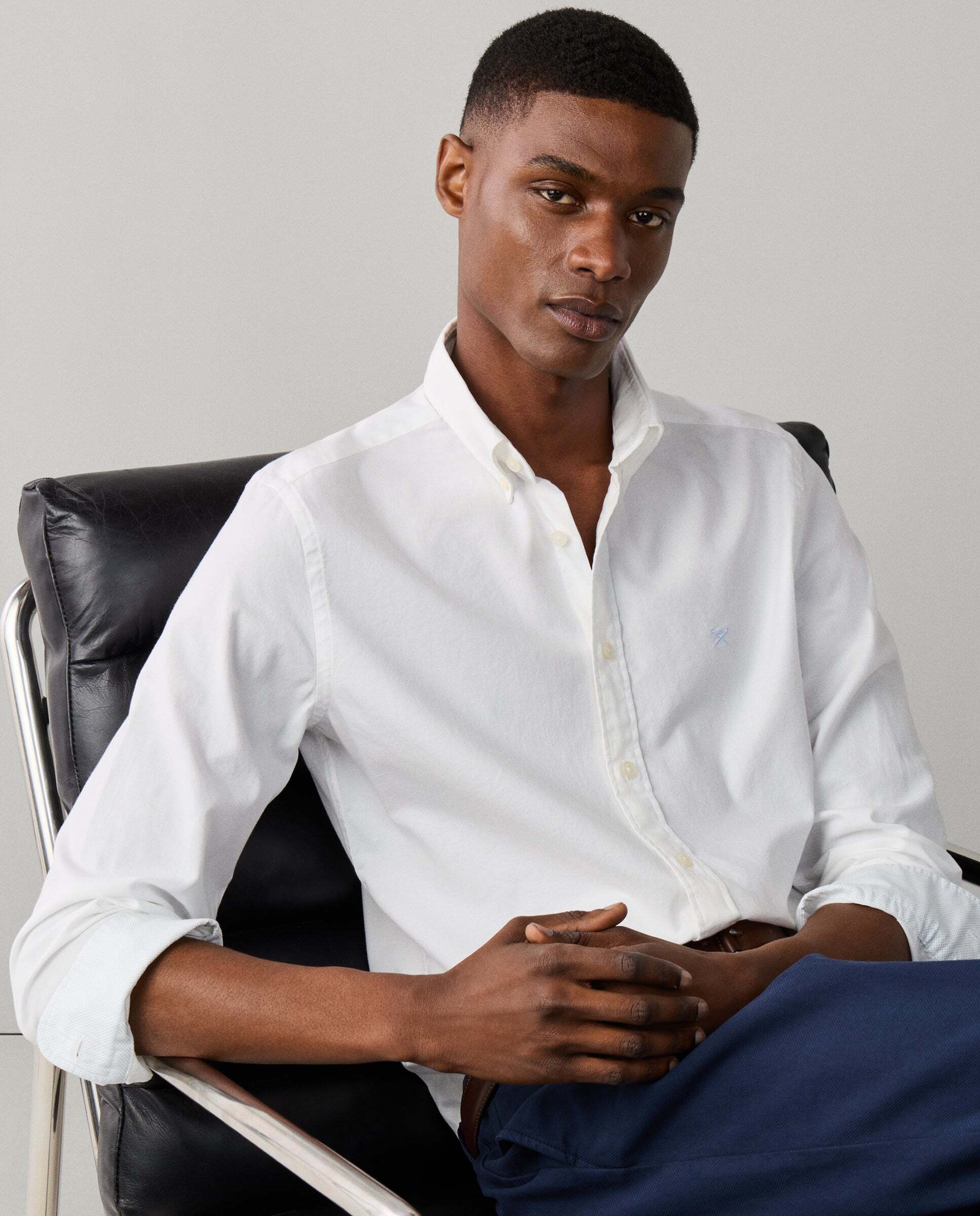 Camisa de hombre oxford teñida en prenda fit tailored - Hackett - Blanco Blanco-6