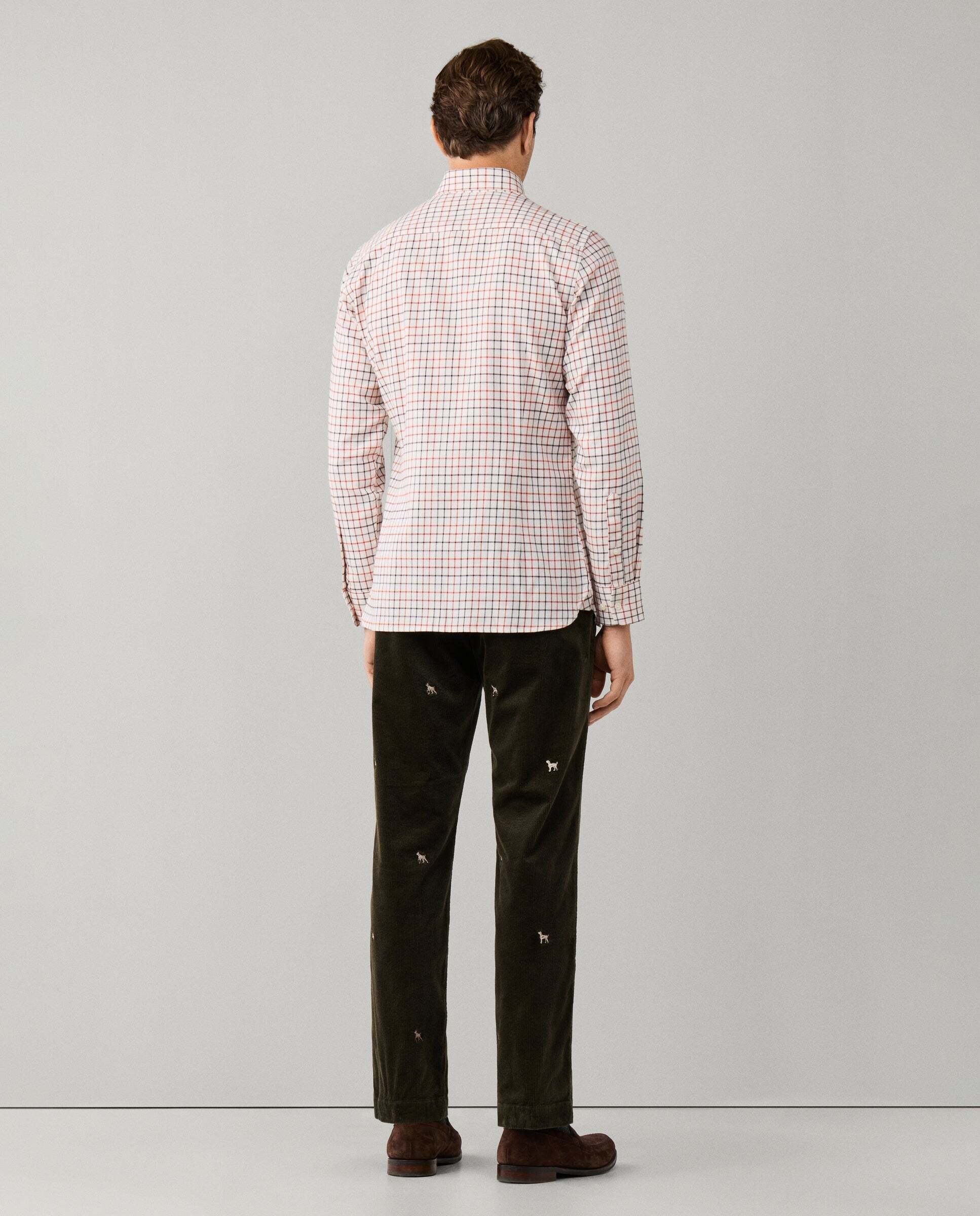 Imagen 3 de Camisa de hombre tattersall a cuadros anchos fit tailored - Hackett - Naranja Naranja