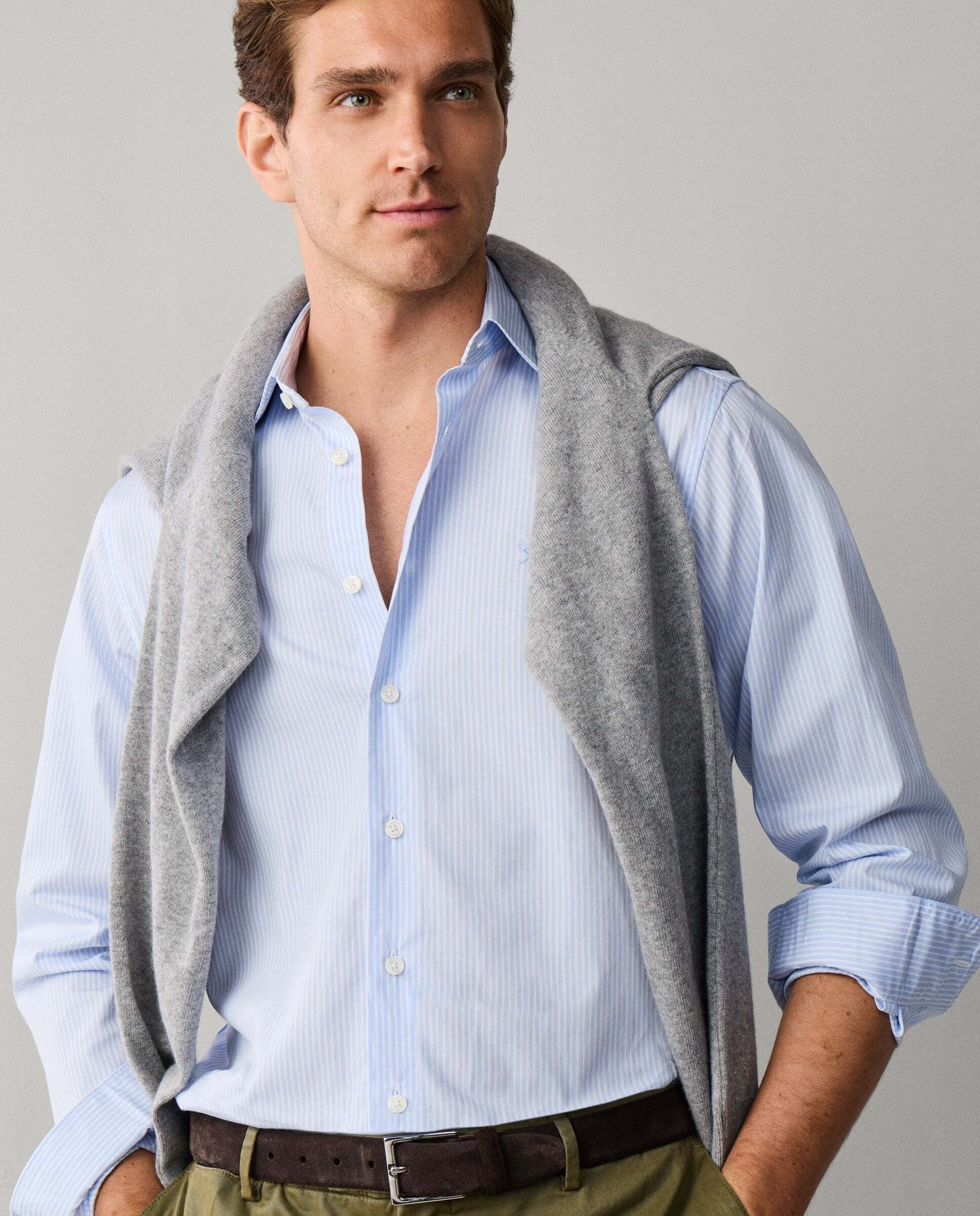 Camisa de hombre rayas city fit clásico - Hackett - Azul Azul-6