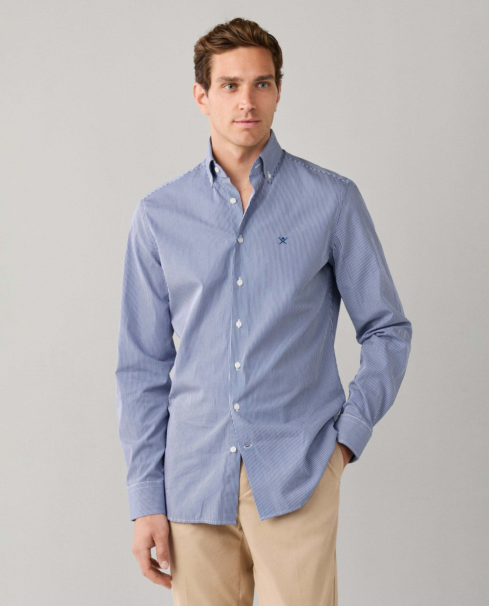 Camisa de hombre rayas city deck fit tailored - Hackett - Azul marino Azul marino-1