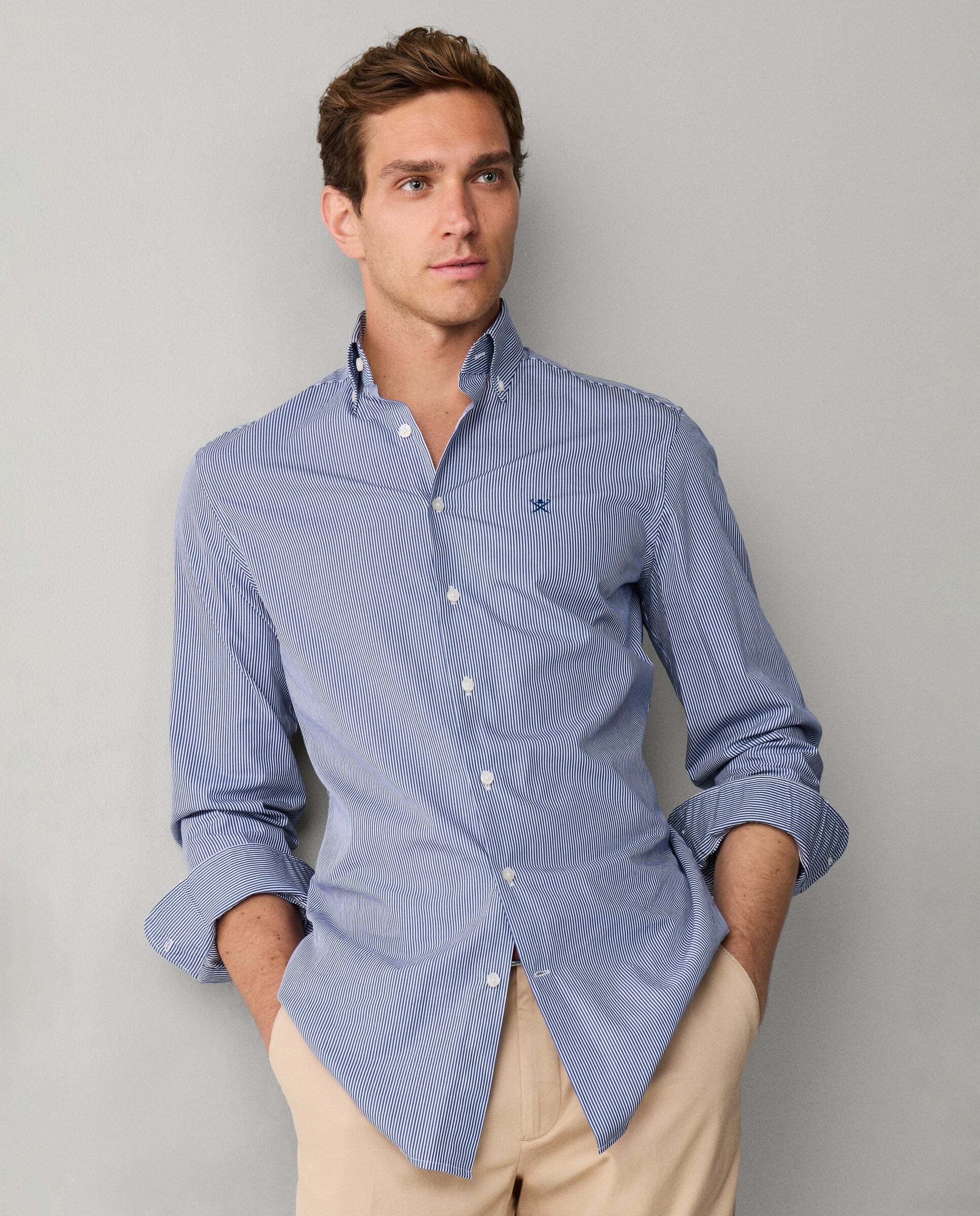 Camisa de hombre rayas city deck fit tailored - Hackett - Azul marino Azul marino-6