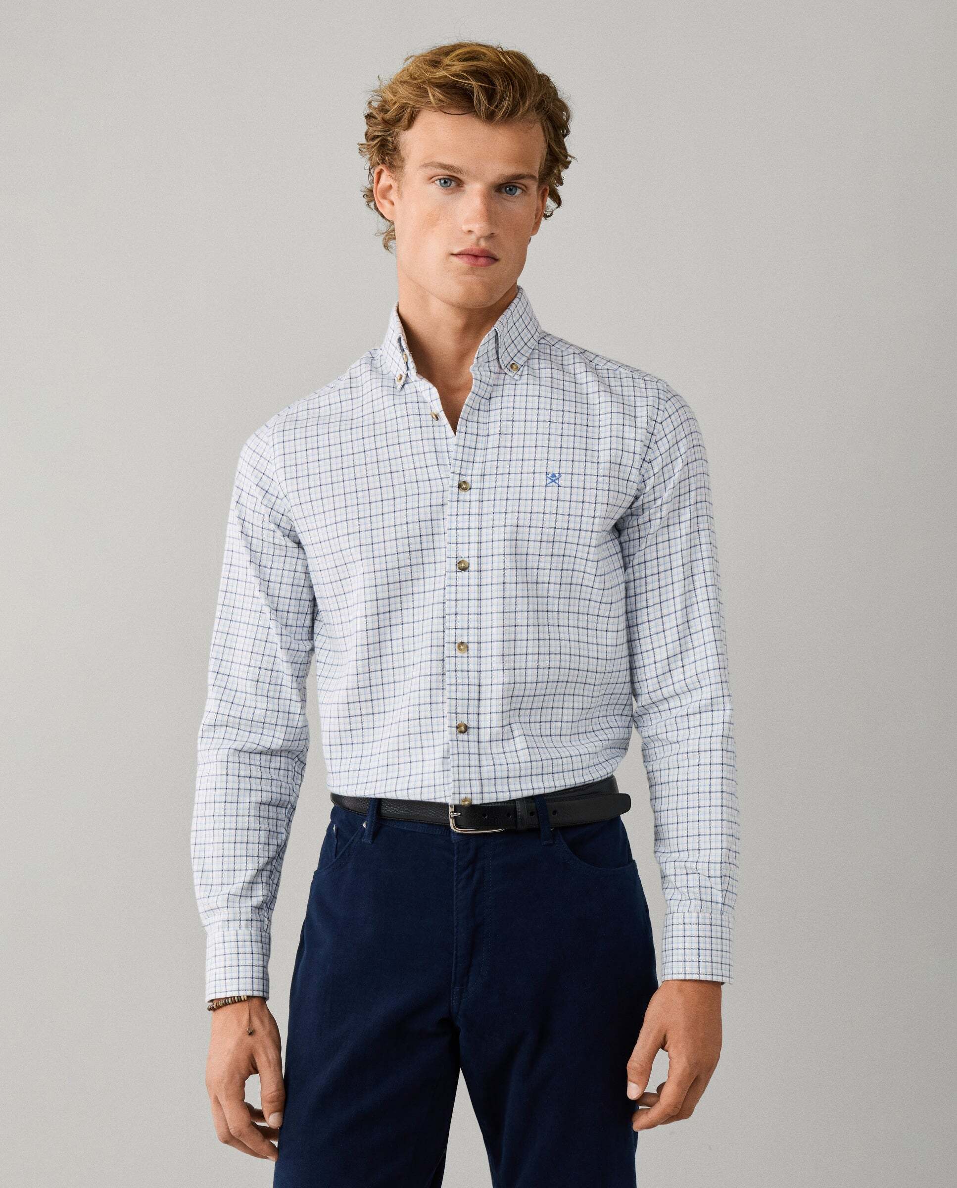 Imagen 0 de Camisa de hombre de franela a cuadros fit tailored Azul