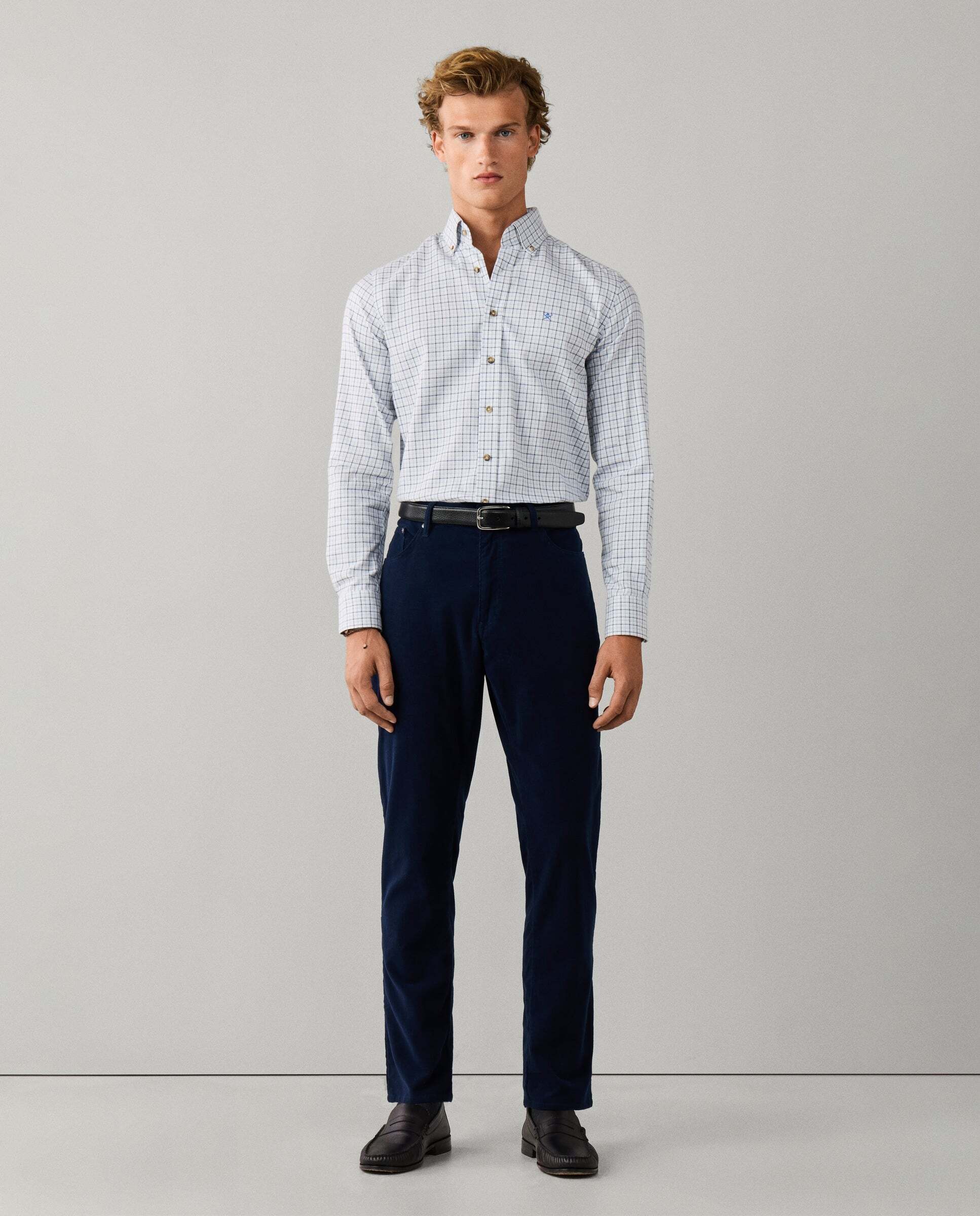 Camisa de hombre de franela a cuadros fit tailored - Hackett - Azul Azul-2