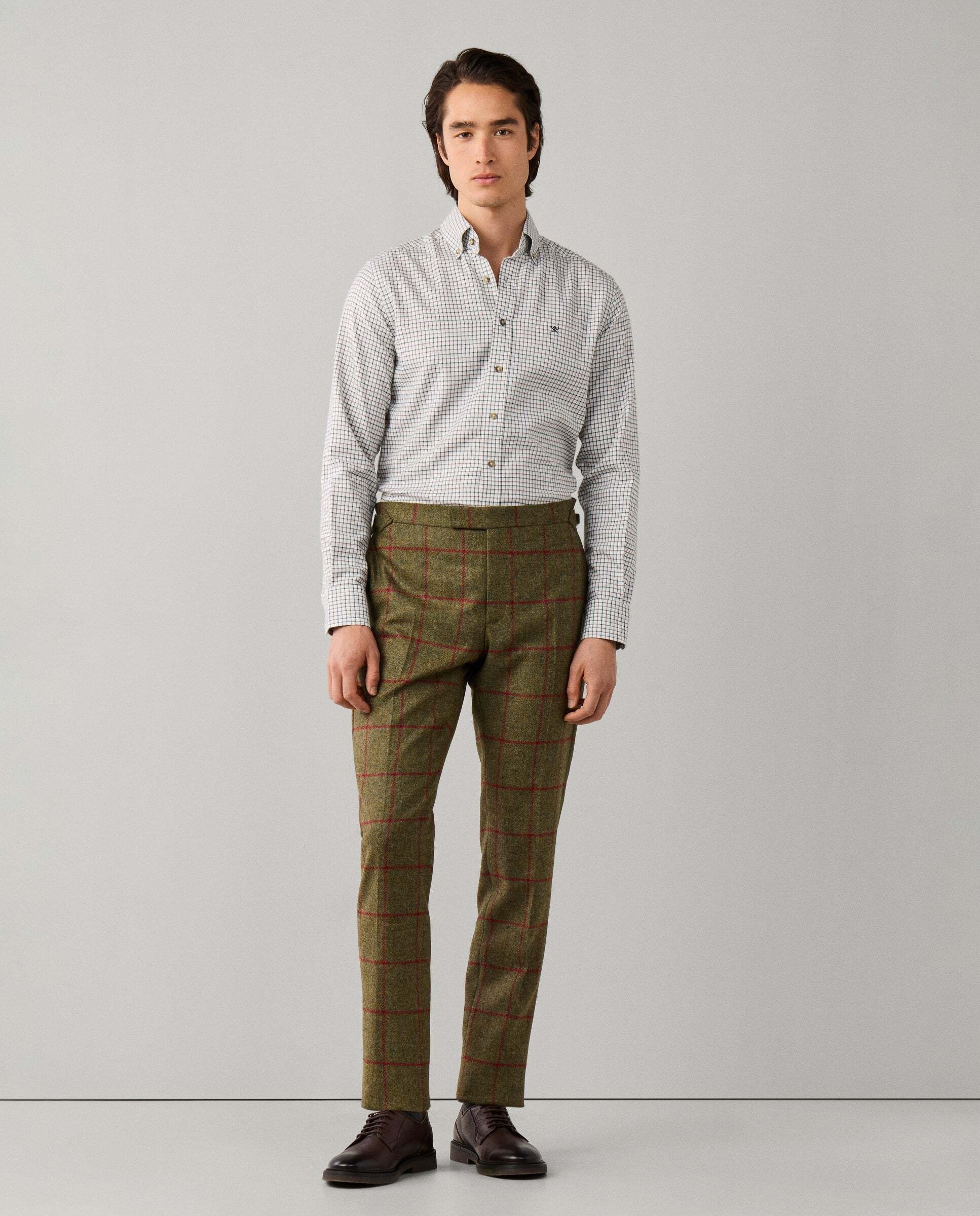 Camisa de hombre de franela a cuadros fit tailored - Hackett - Verde militar Verde militar-2