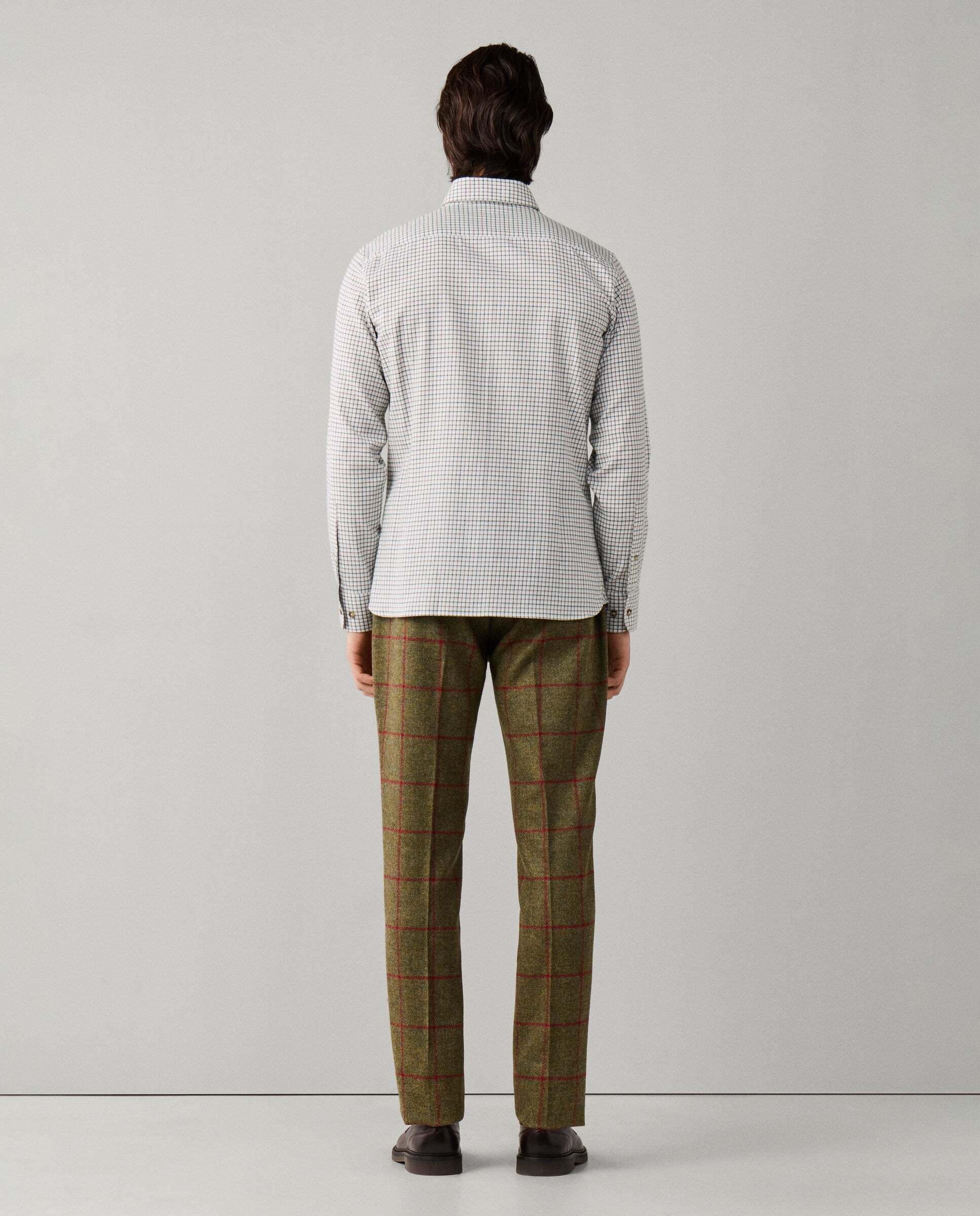 Camisa de hombre de franela a cuadros fit tailored - Hackett - Verde militar Verde militar-3