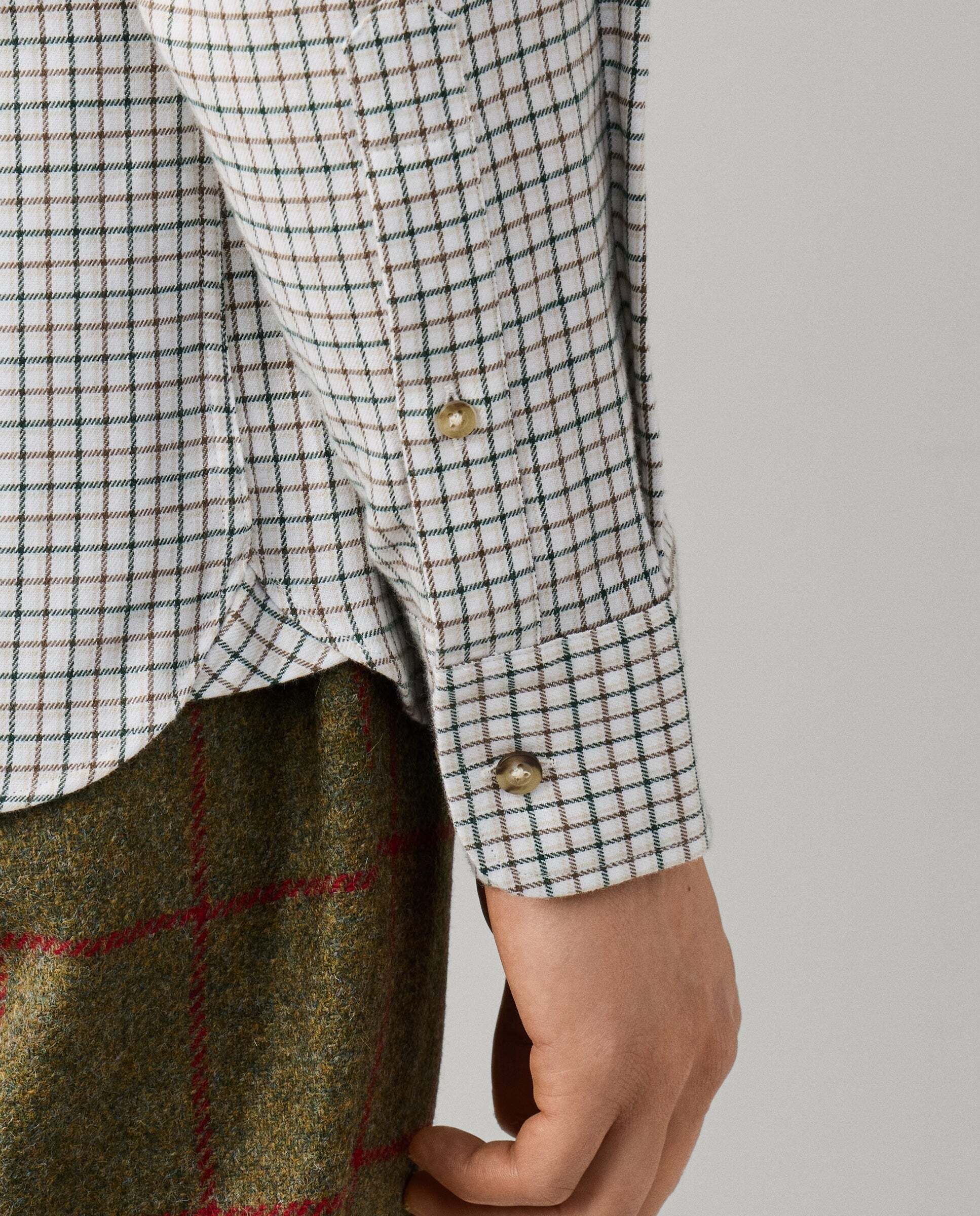 Camisa de hombre de franela a cuadros fit tailored - Hackett - Verde militar Verde militar-5