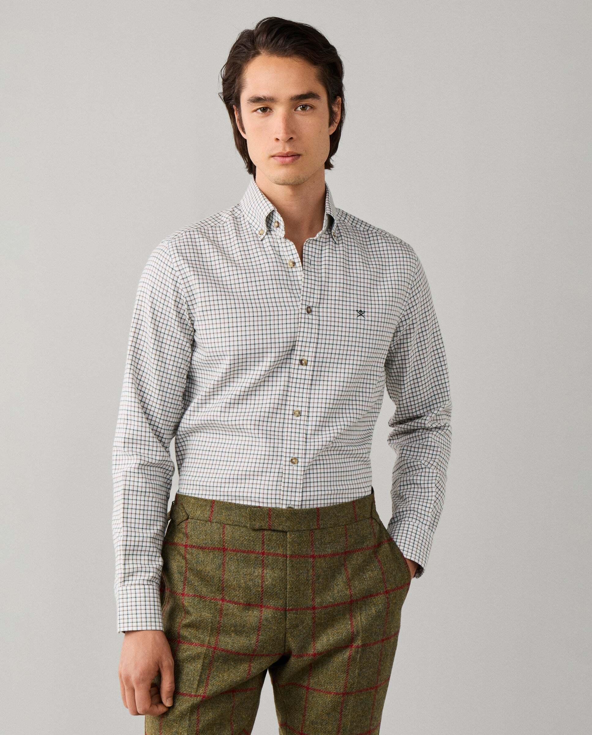 Imagen 1 de Camisa de hombre de franela a cuadros fit tailored Verde militar