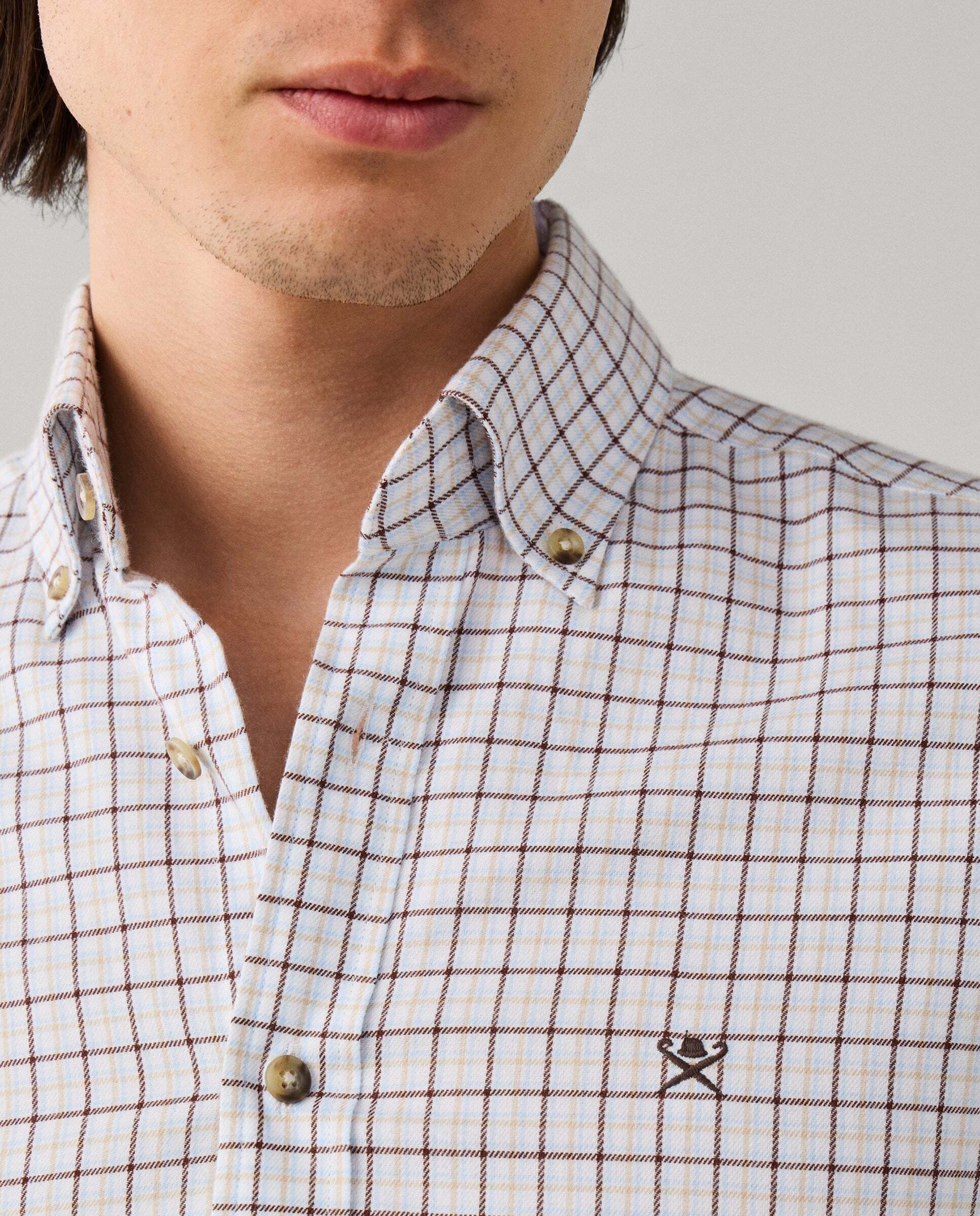 Camisa de hombre de franela a cuadros fit tailored - Hackett - Ébano Ébano-4