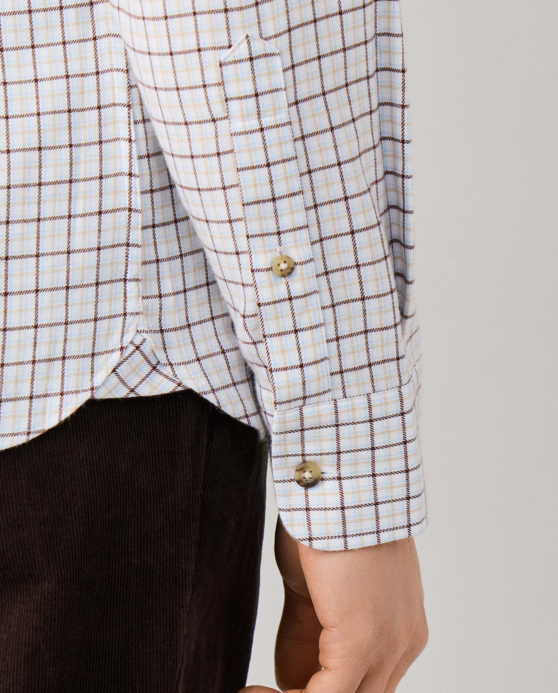 Camisa de hombre de franela a cuadros fit tailored - Hackett - Ébano Ébano-5