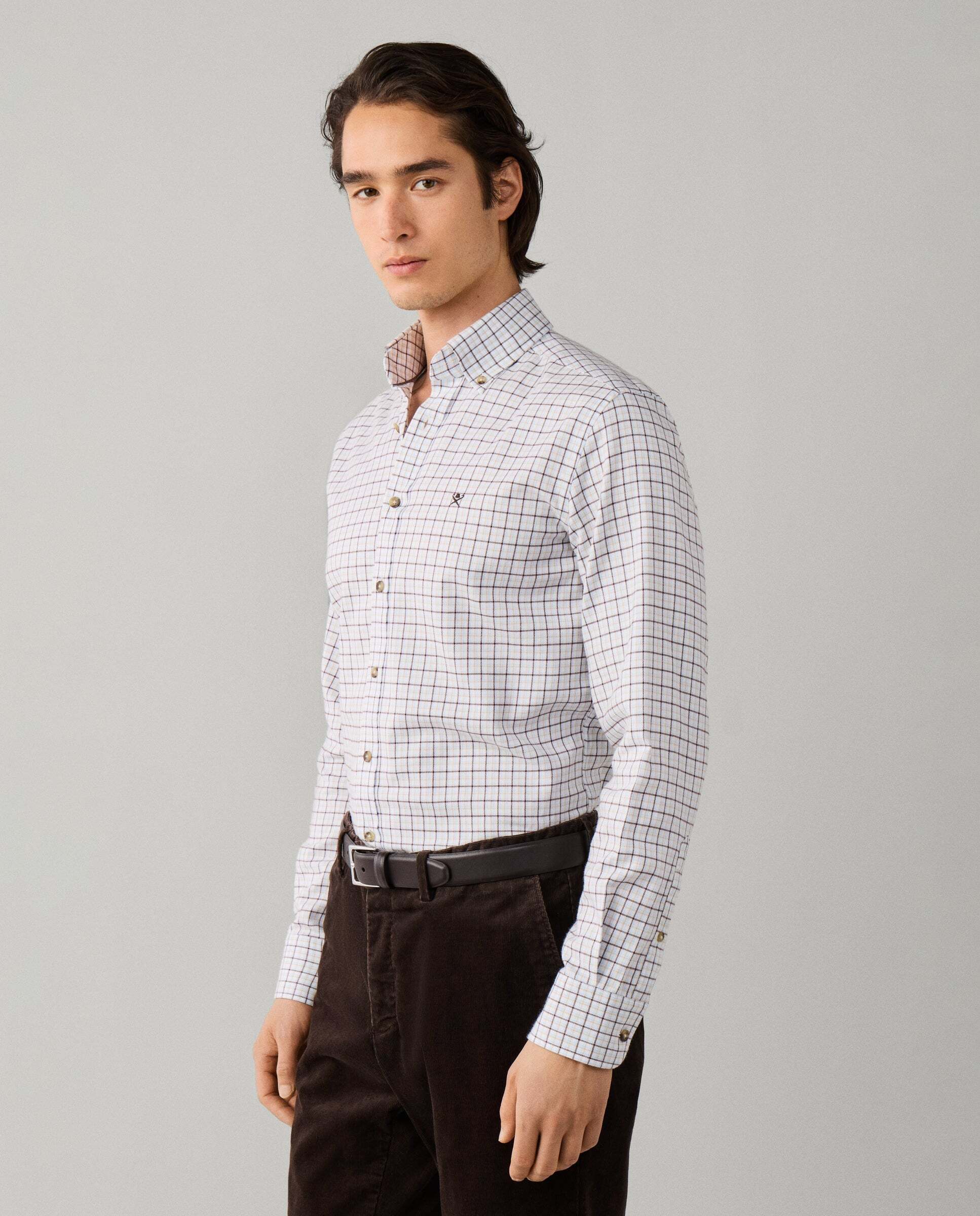 Camisa de hombre de franela a cuadros fit tailored - Hackett - Ébano Ébano-6
