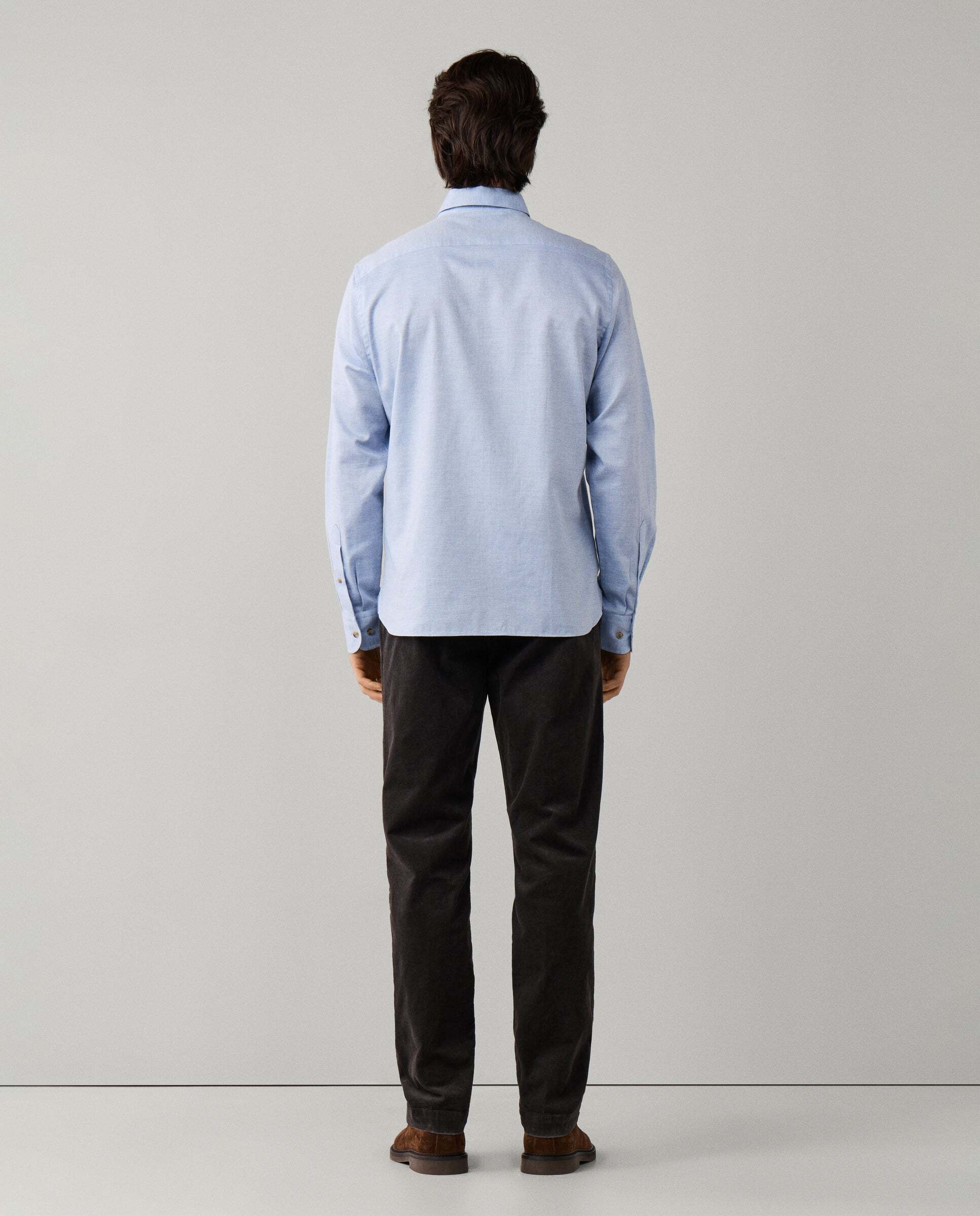 Camisa de hombre franela múltiples ribetes fit tailored - Hackett - Azul claro Azul claro-3