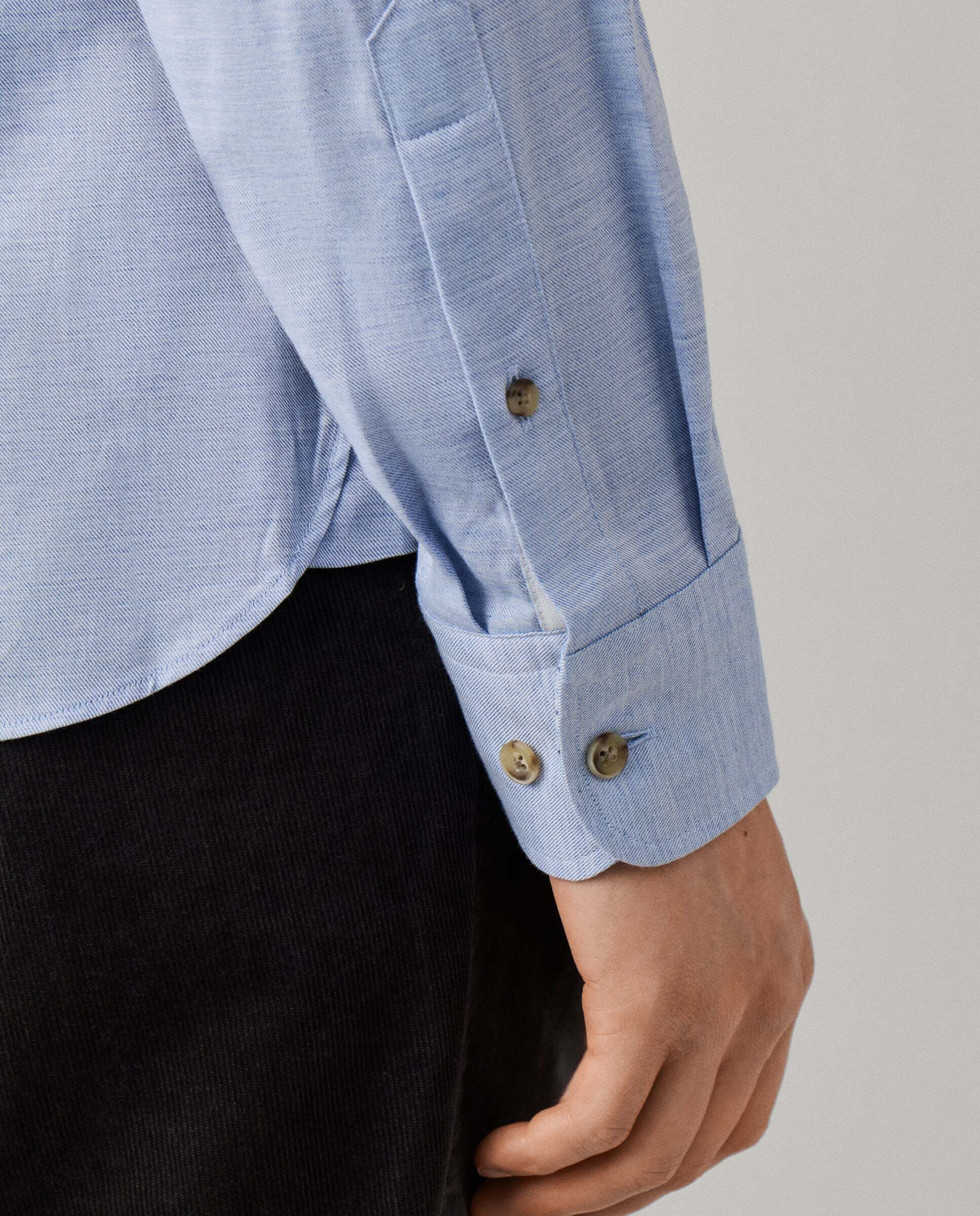Camisa de hombre franela múltiples ribetes fit tailored - Hackett - Azul claro Azul claro-5