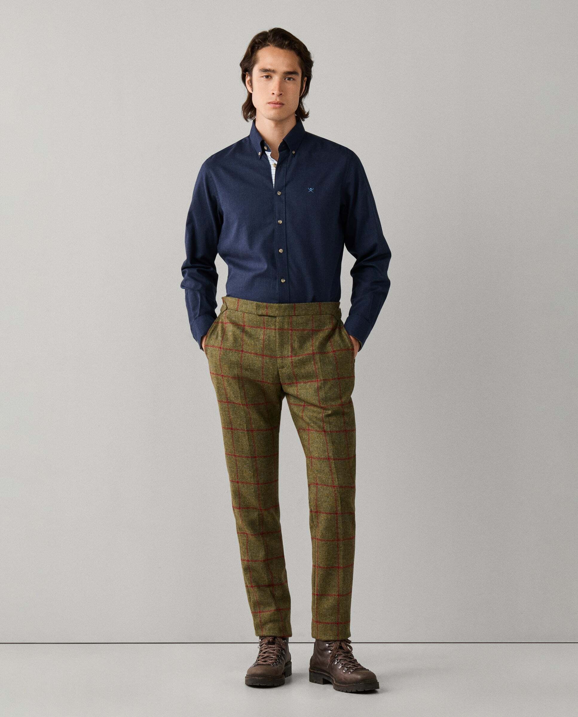 Camisa de hombre franela múltiples ribetes fit tailored - Hackett - Azul Azul-2