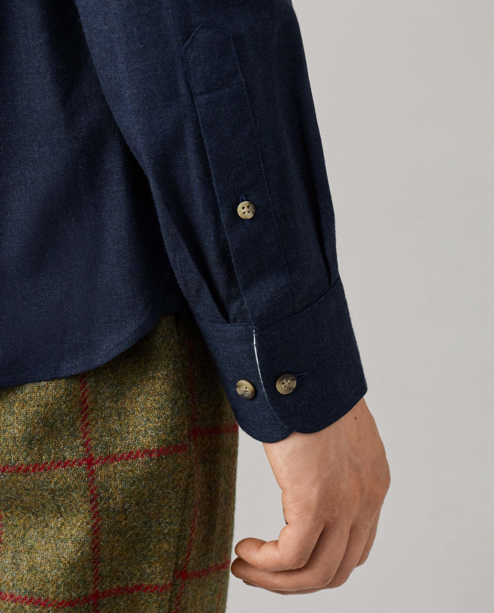 Camisa de hombre franela múltiples ribetes fit tailored - Hackett - Azul Azul-5