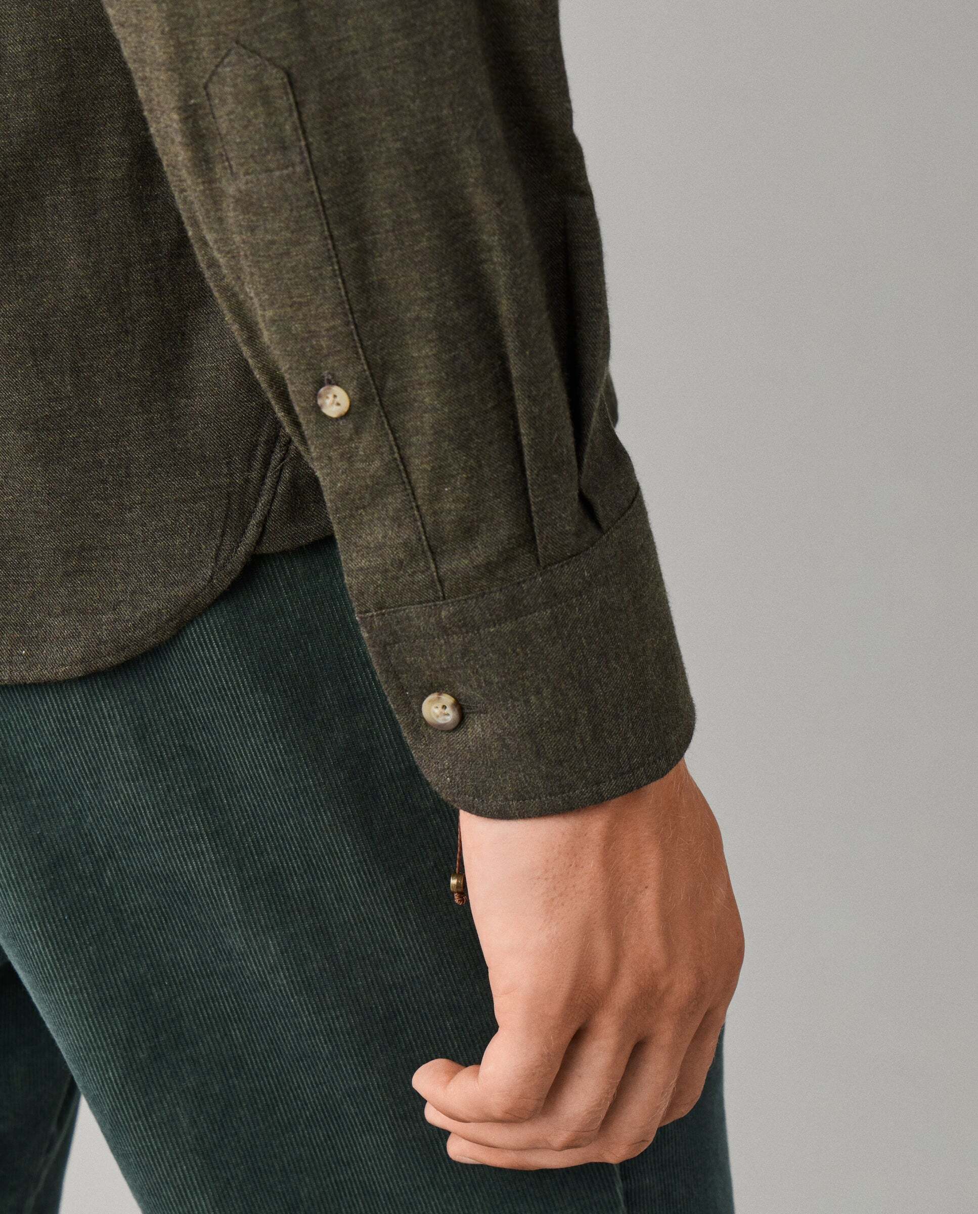 Camisa de hombre franela múltiples ribetes fit tailored - Hackett - Verde Verde-5
