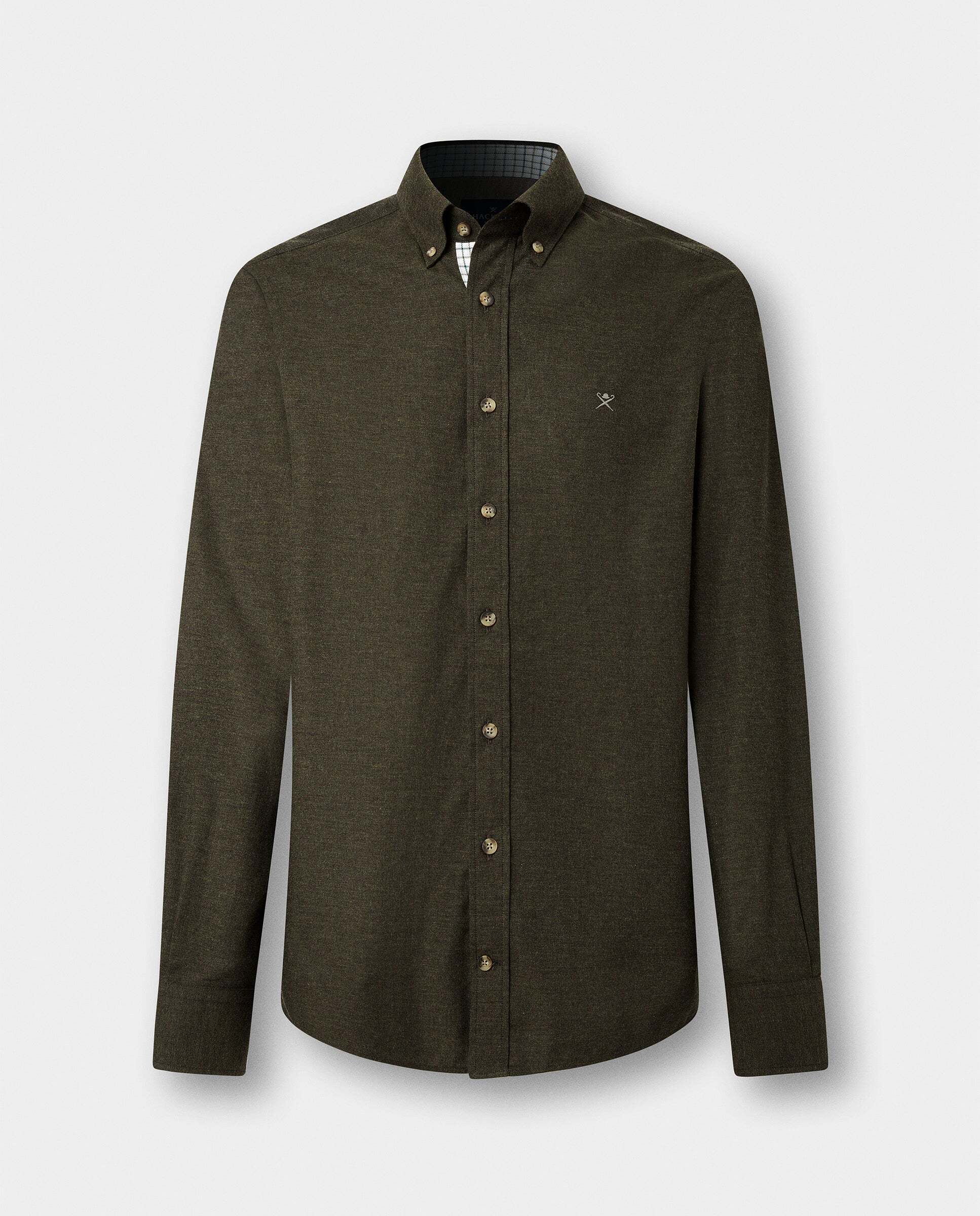 Camisa de hombre franela múltiples ribetes fit tailored - Hackett - Verde Verde-7