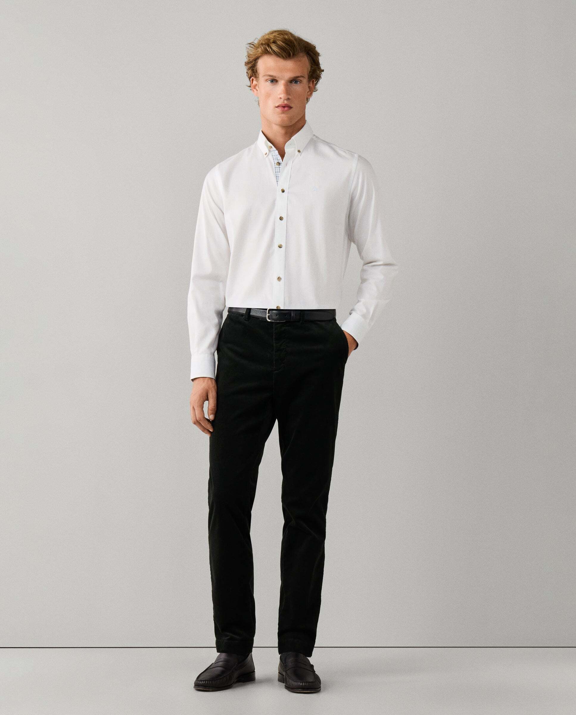 Camisa de hombre franela múltiples ribetes fit tailored - Hackett - Blanco Blanco-2