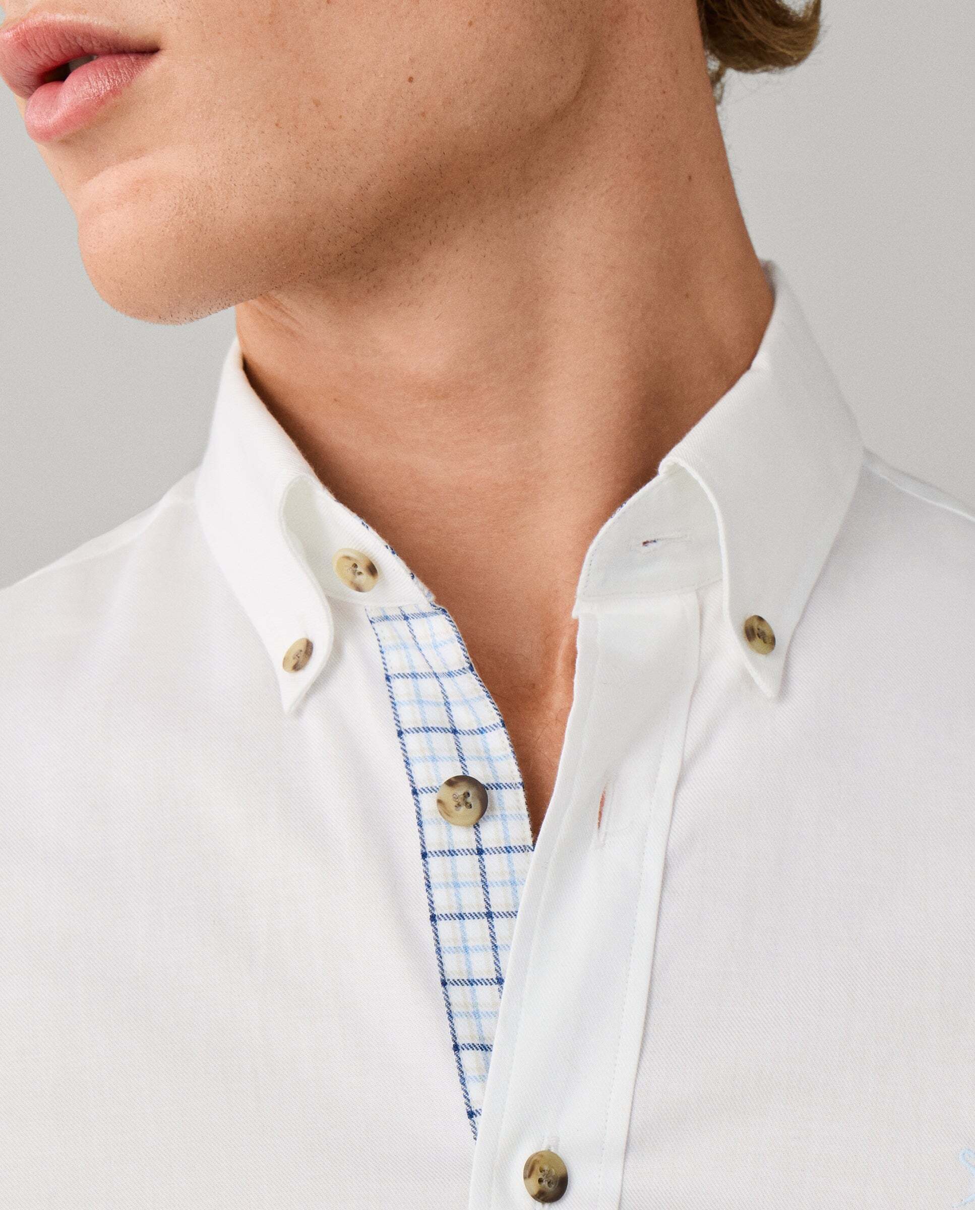 Camisa de hombre franela múltiples ribetes fit tailored - Hackett - Blanco Blanco-4