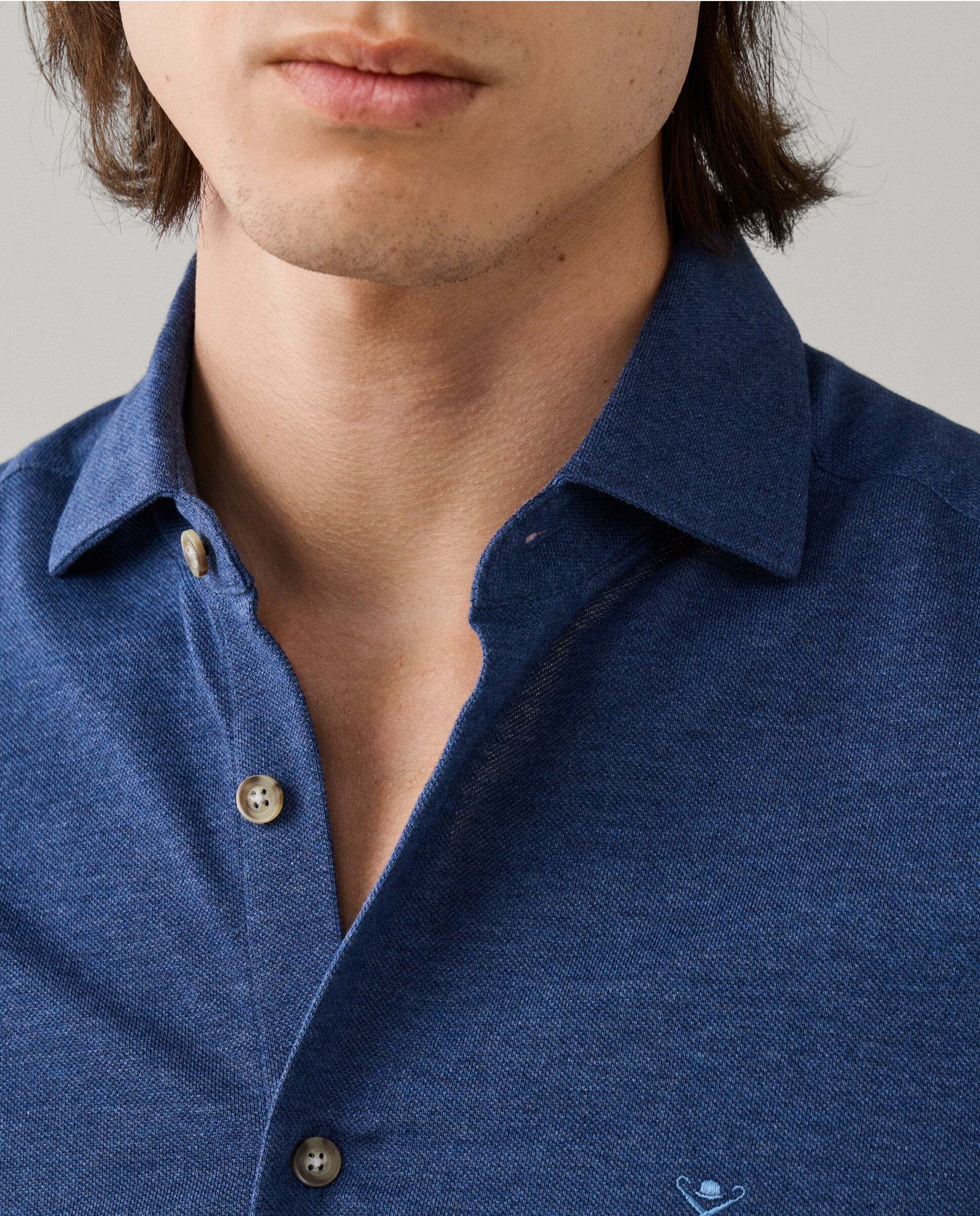 Camisa de hombre jersey melange fit tailored - Hackett - Azul Azul-4