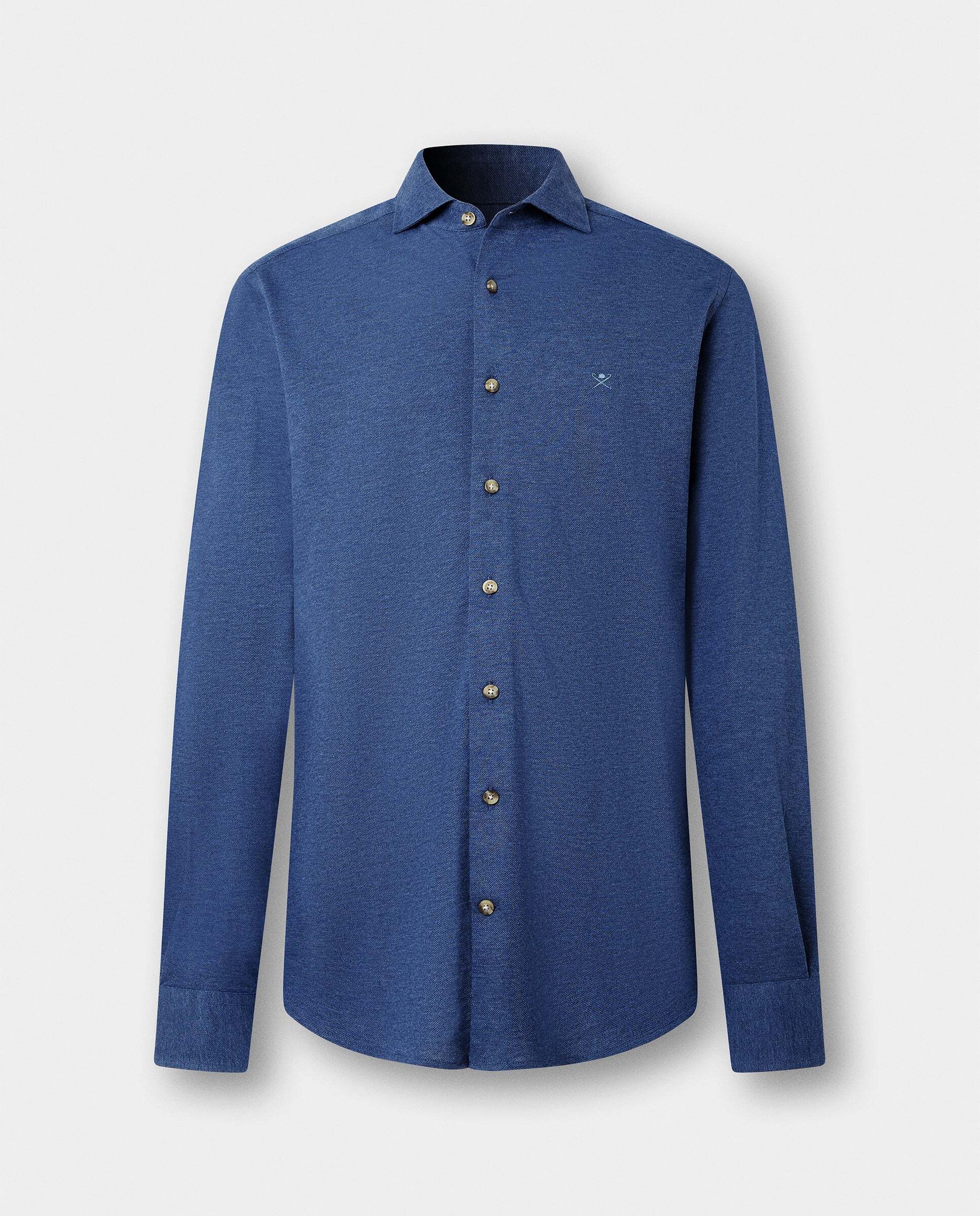 Camisa de hombre jersey melange fit tailored - Hackett - Azul Azul-7