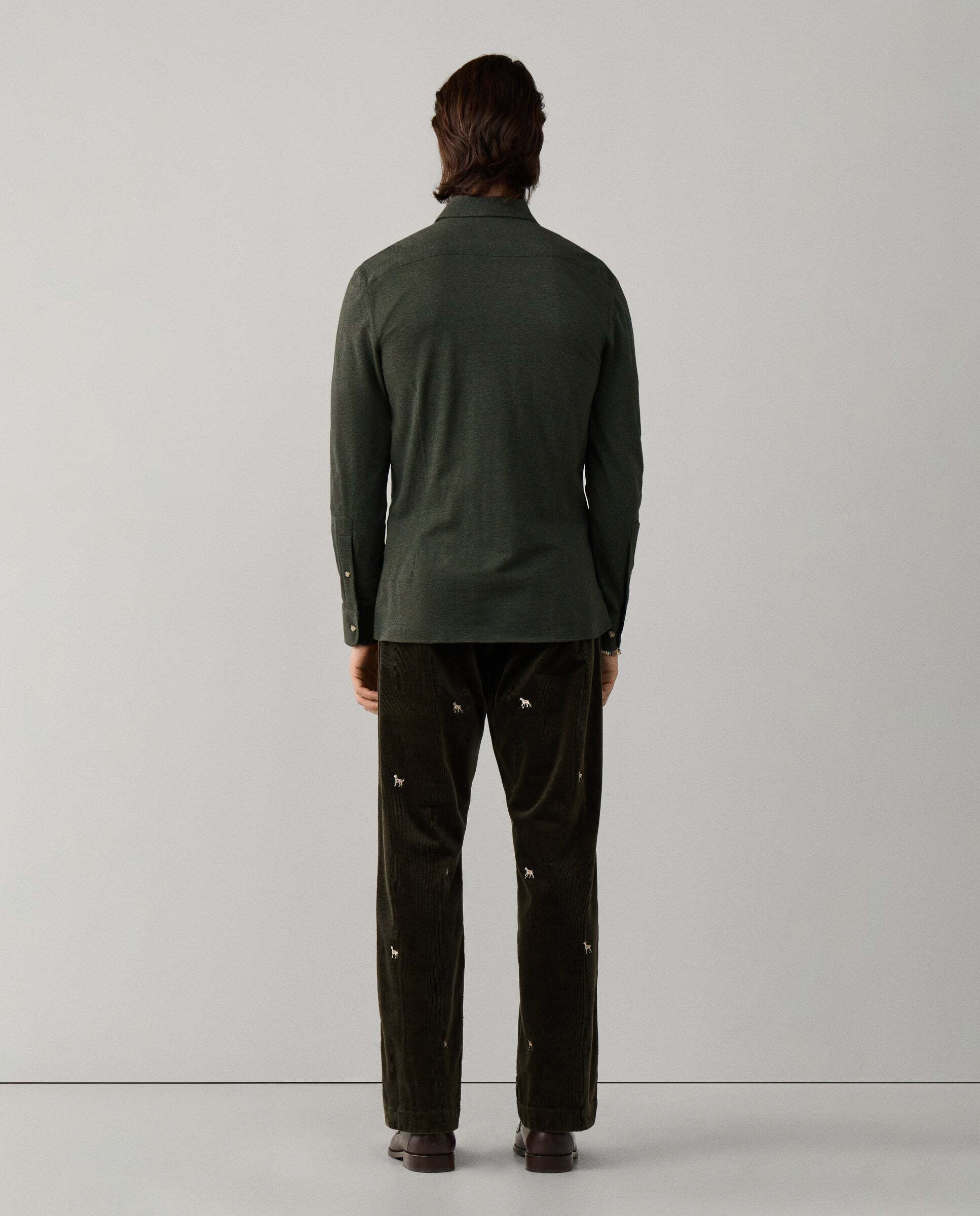 Camisa de hombre jersey melange fit tailored - Hackett - Verde Verde-3