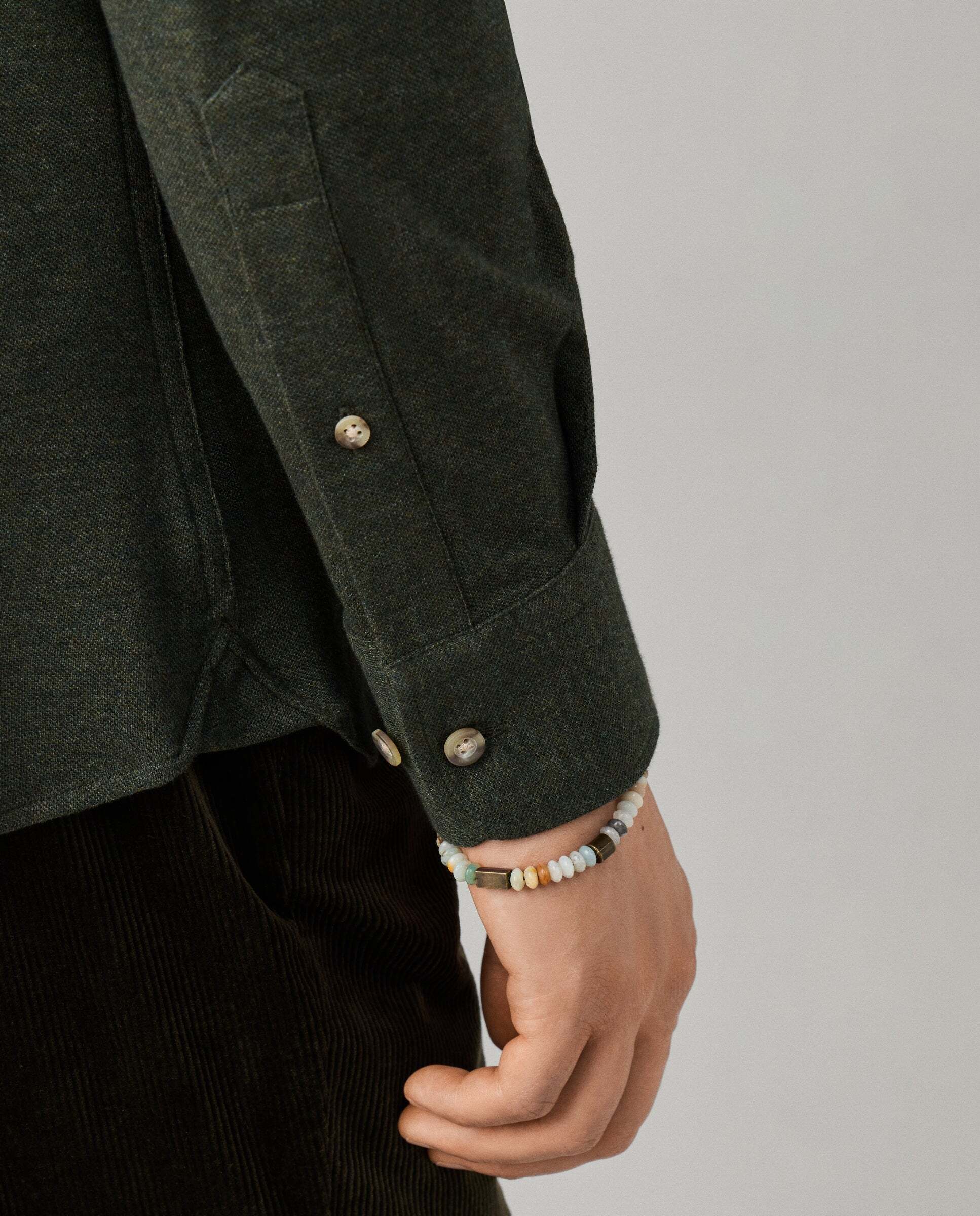 Camisa de hombre jersey melange fit tailored - Hackett - Verde Verde-5