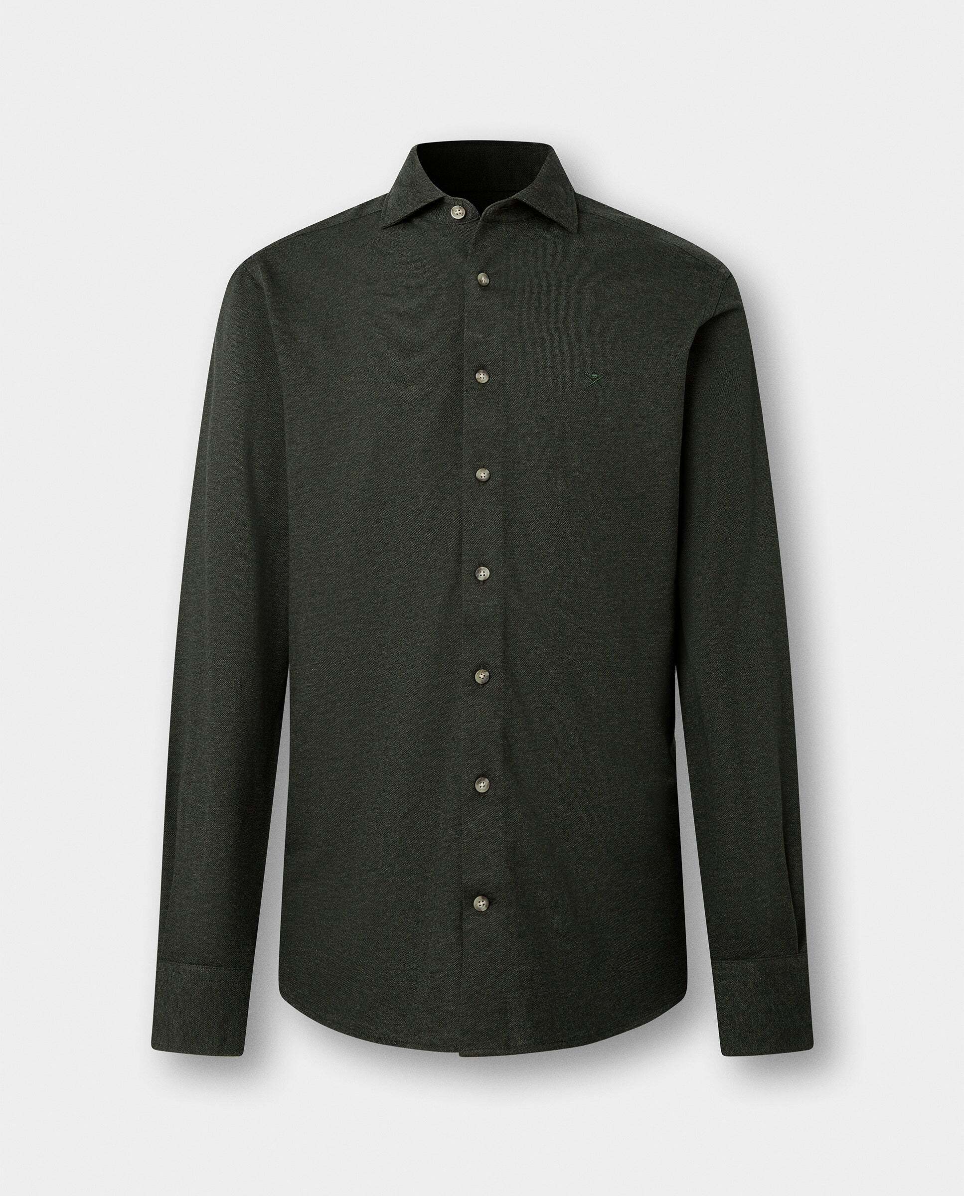 Camisa de hombre jersey melange fit tailored - Hackett - Verde Verde-7