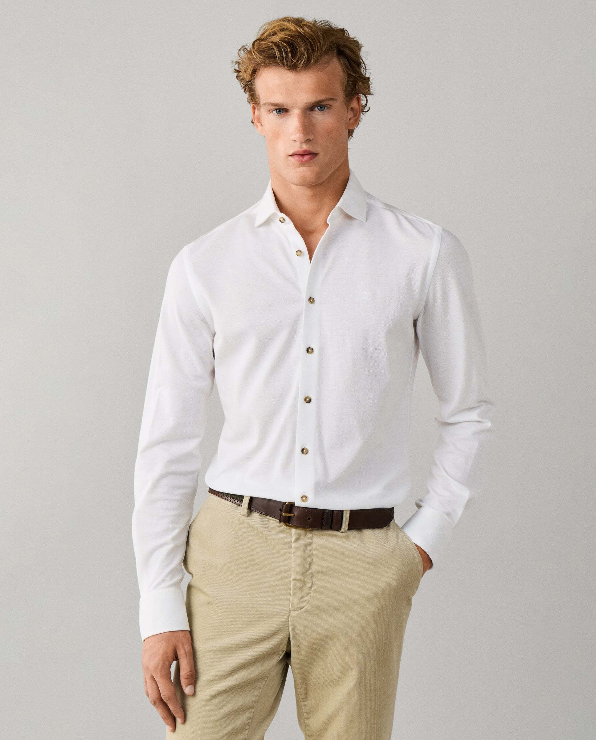 Imagen 0 de Camisa de hombre jersey melange fit tailored Blanco