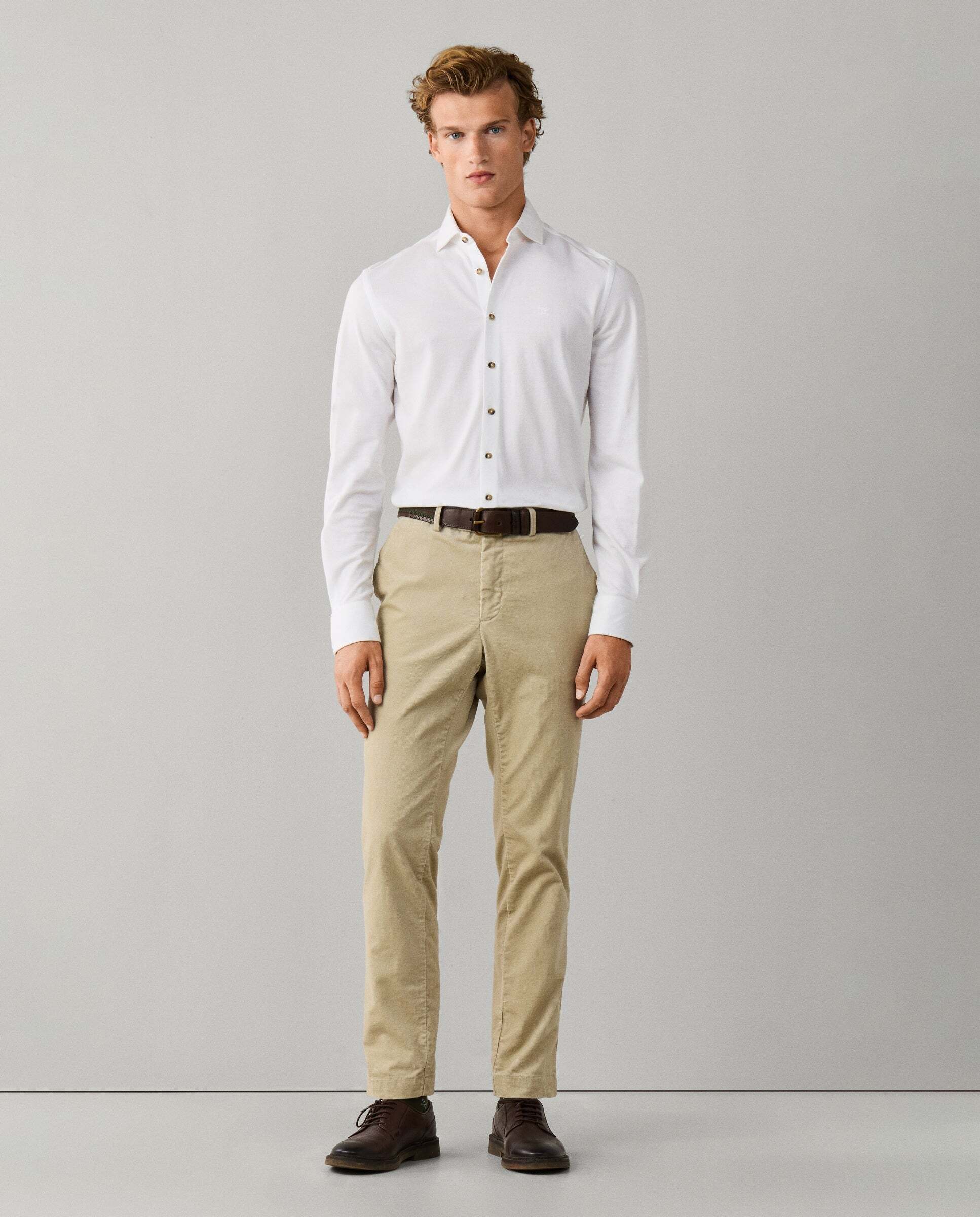 Camisa de hombre jersey melange fit tailored - Hackett - Blanco Blanco-2