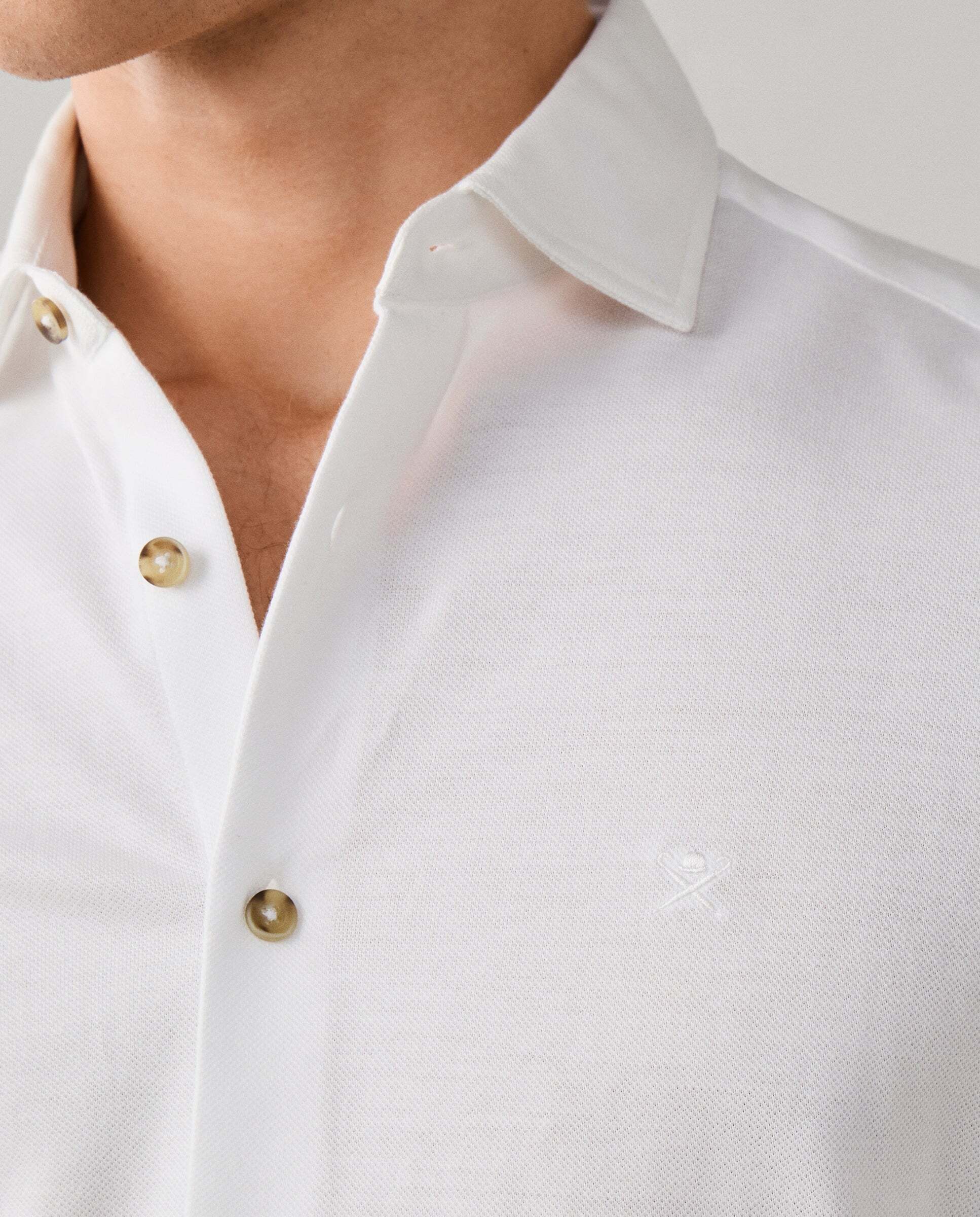 Camisa de hombre jersey melange fit tailored - Hackett - Blanco Blanco-4