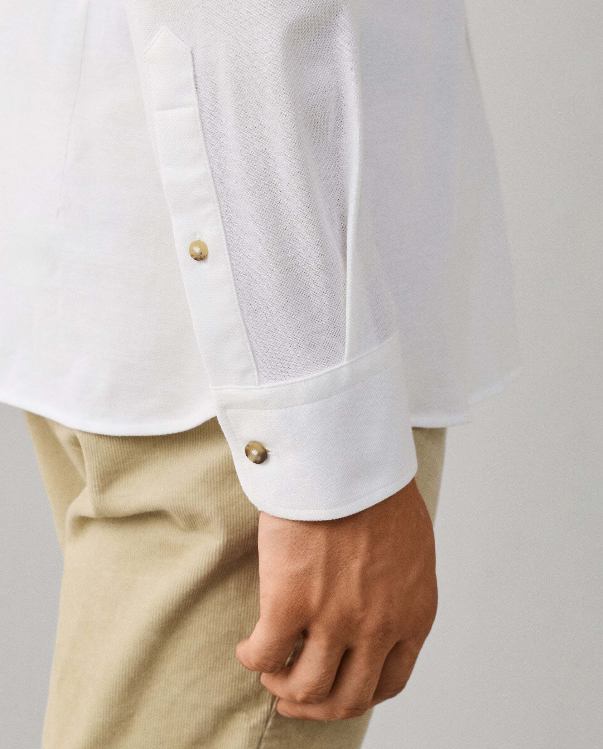 Camisa de hombre jersey melange fit tailored - Hackett - Blanco Blanco-5