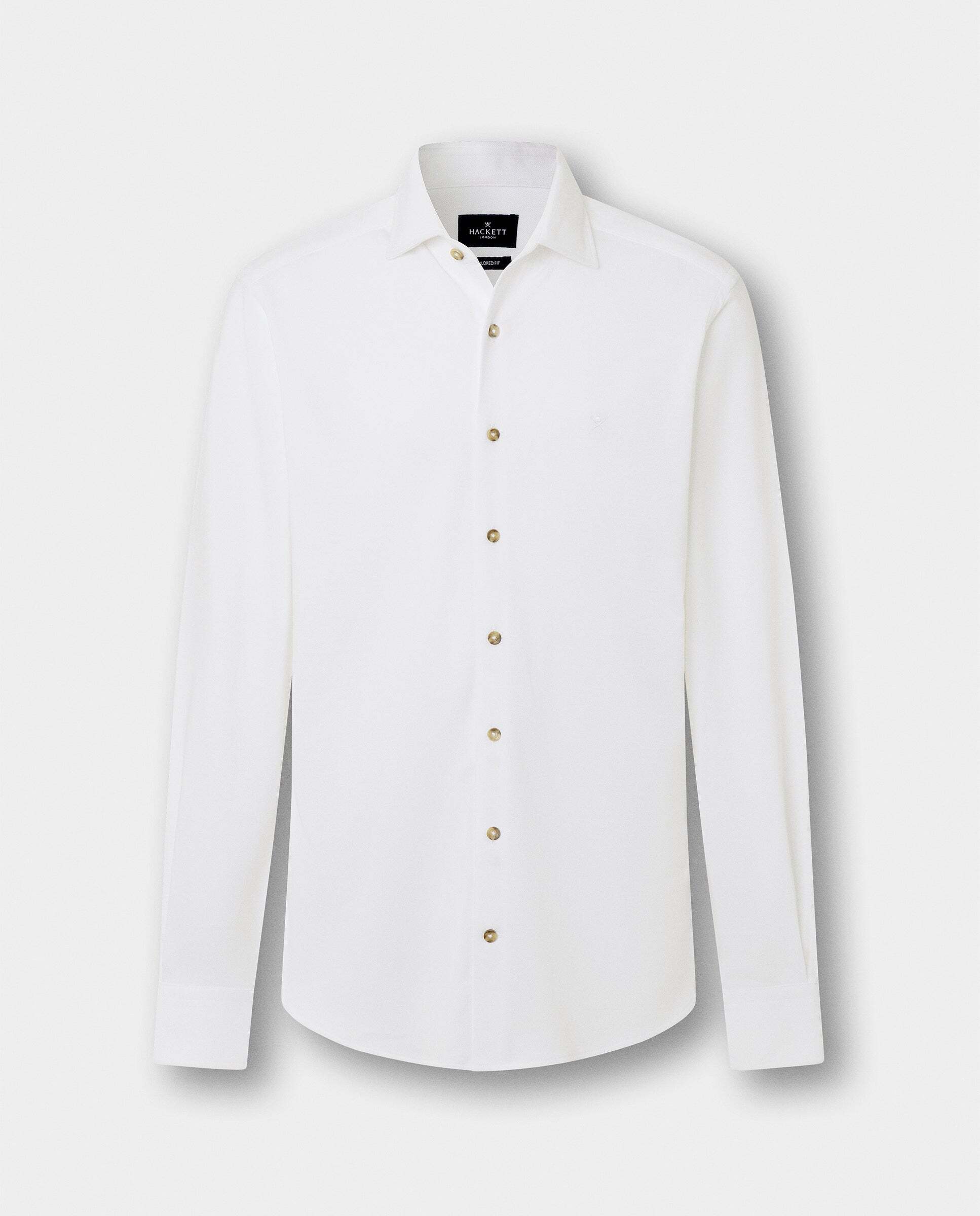 Camisa de hombre jersey melange fit tailored - Hackett - Blanco Blanco-7