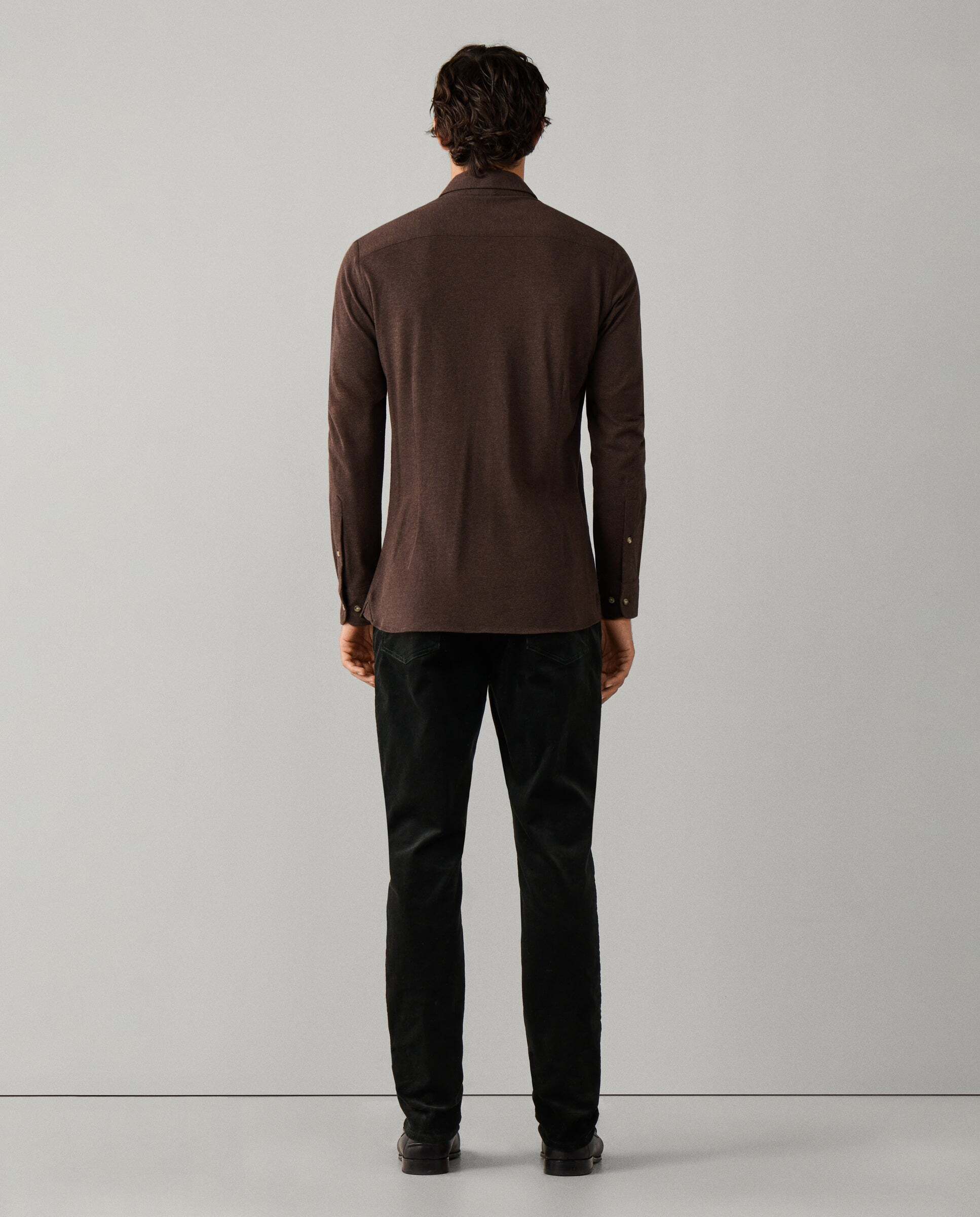 Camisa de hombre jersey melange fit tailored - Hackett - Marrón Marrón-3
