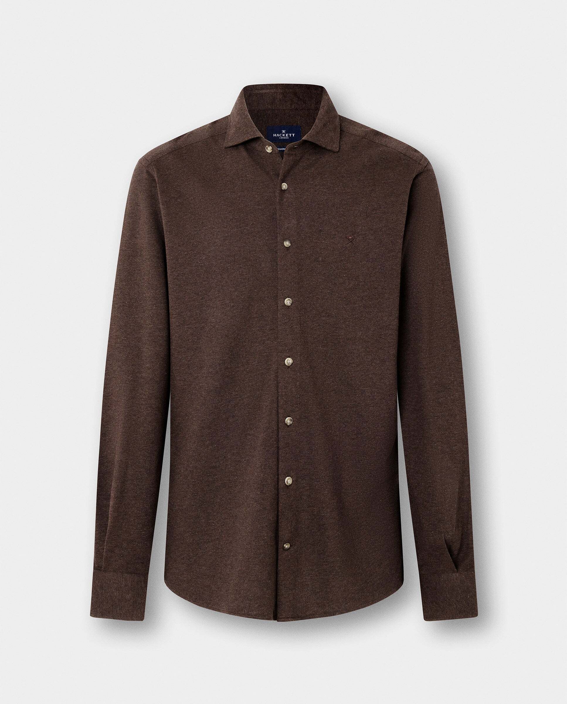 Camisa de hombre jersey melange fit tailored - Hackett - Marrón Marrón-6