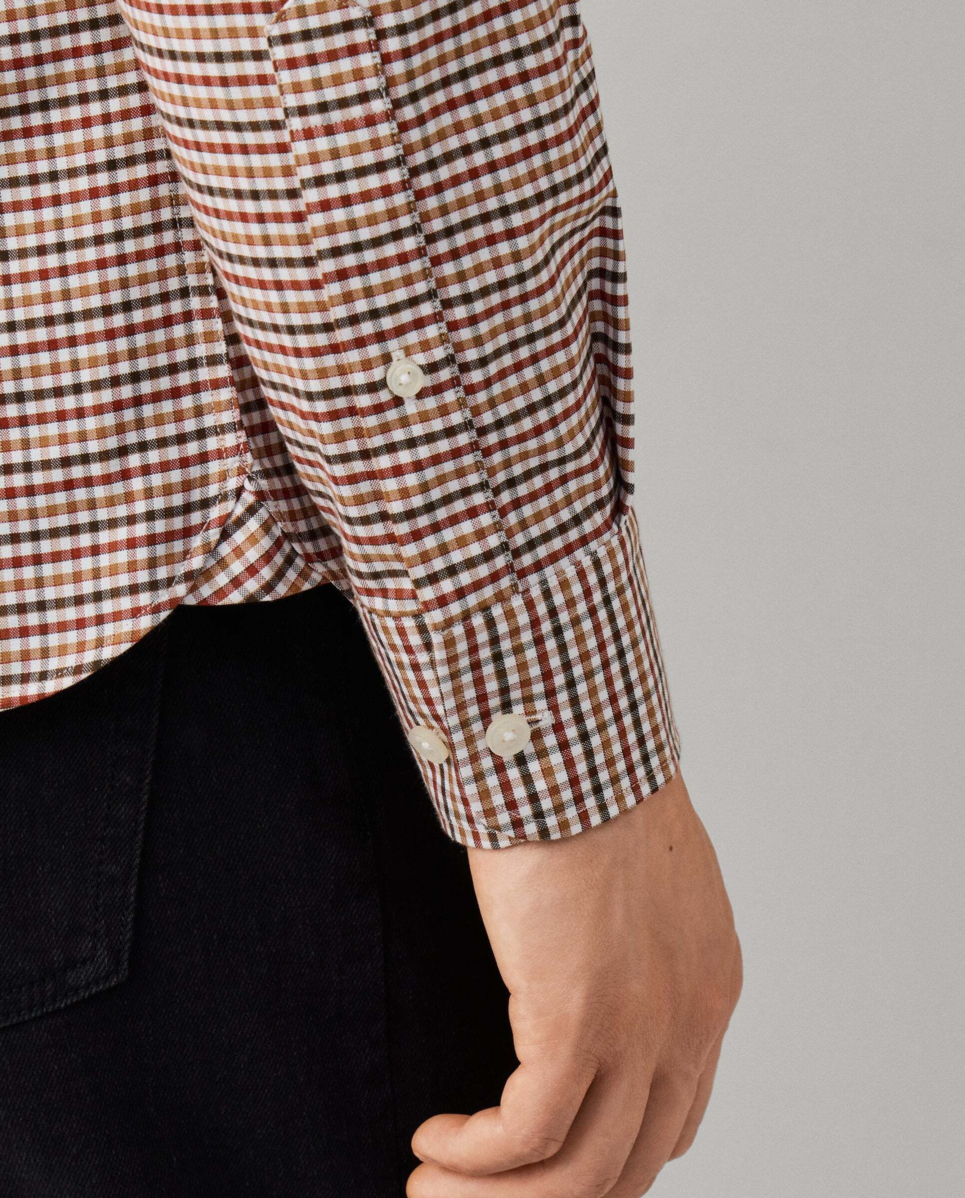 Camisa de hombre cuadros vichy tricolor fit tailored - Hackett - Naranja Naranja-5