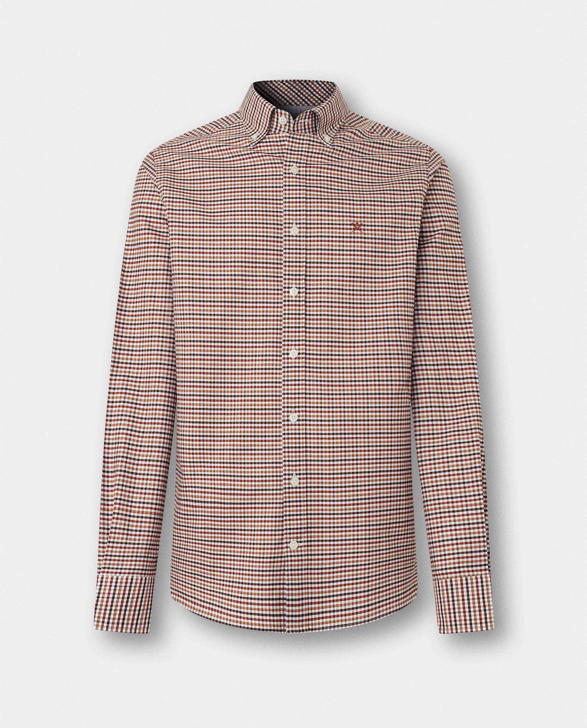 Camisa de hombre cuadros vichy tricolor fit tailored - Hackett - Naranja Naranja-7