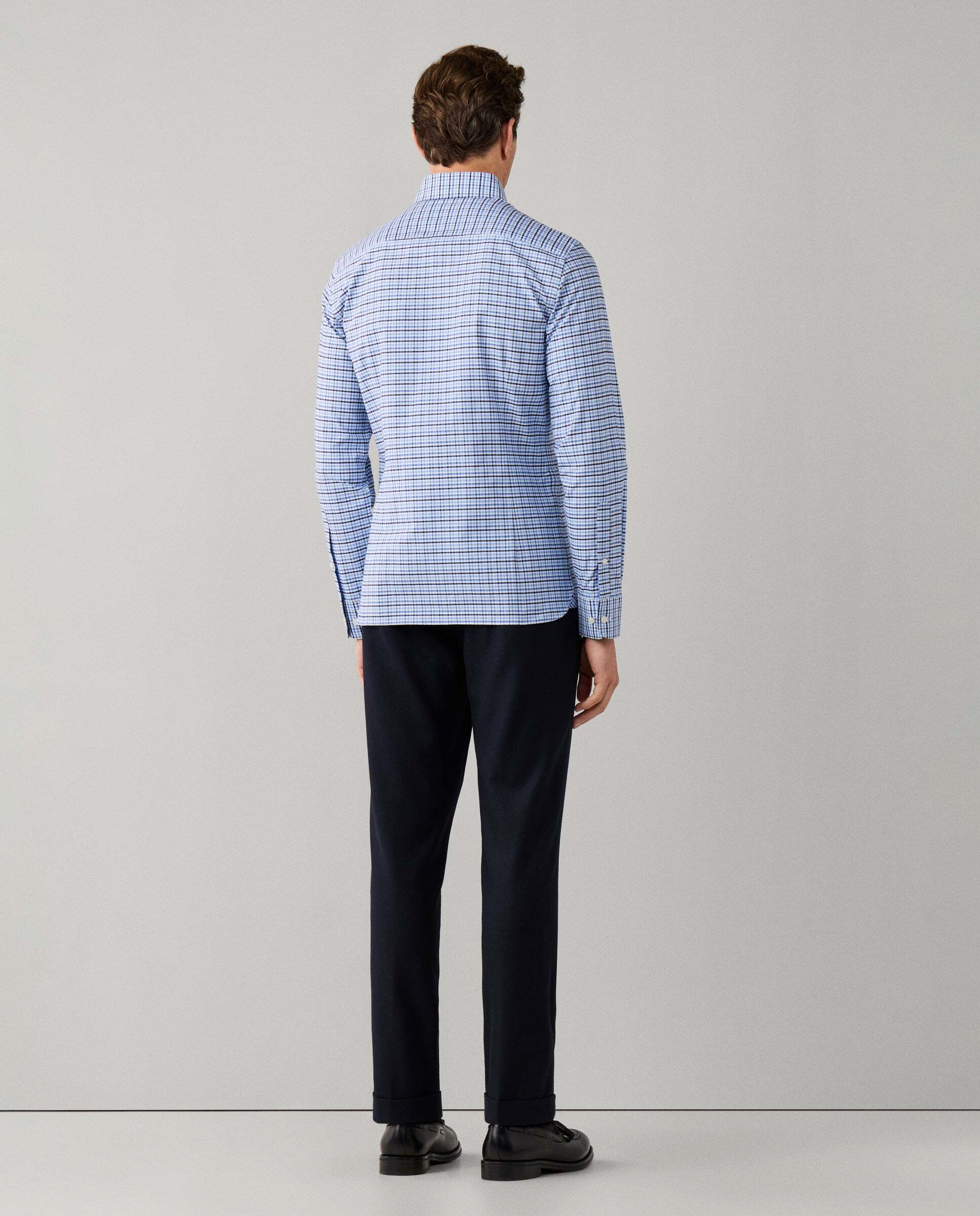 Camisa de hombre cuadros vichy tricolor fit tailored - Hackett - Azul claro Azul claro-3