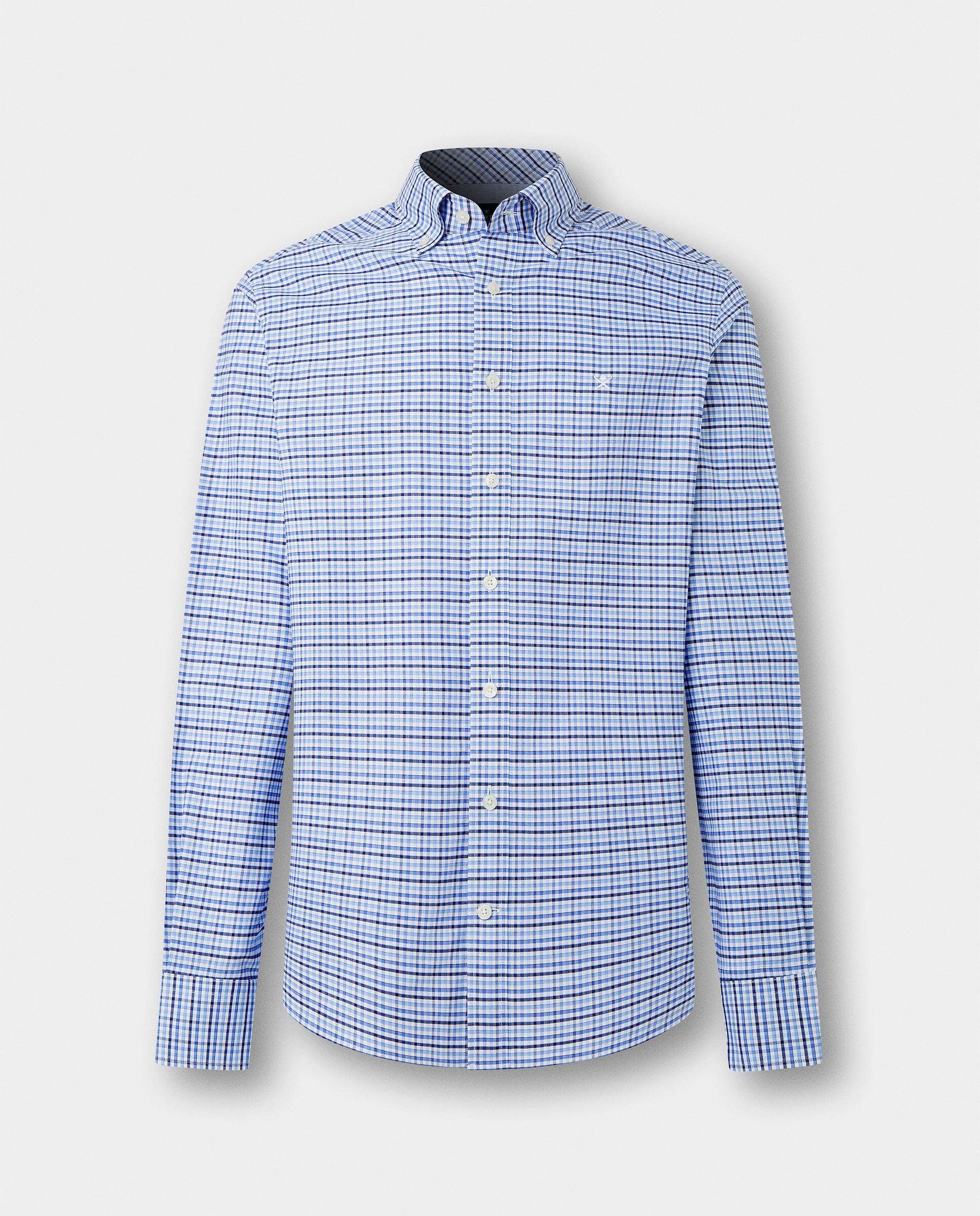 Camisa de hombre cuadros vichy tricolor fit tailored - Hackett - Azul claro Azul claro-7