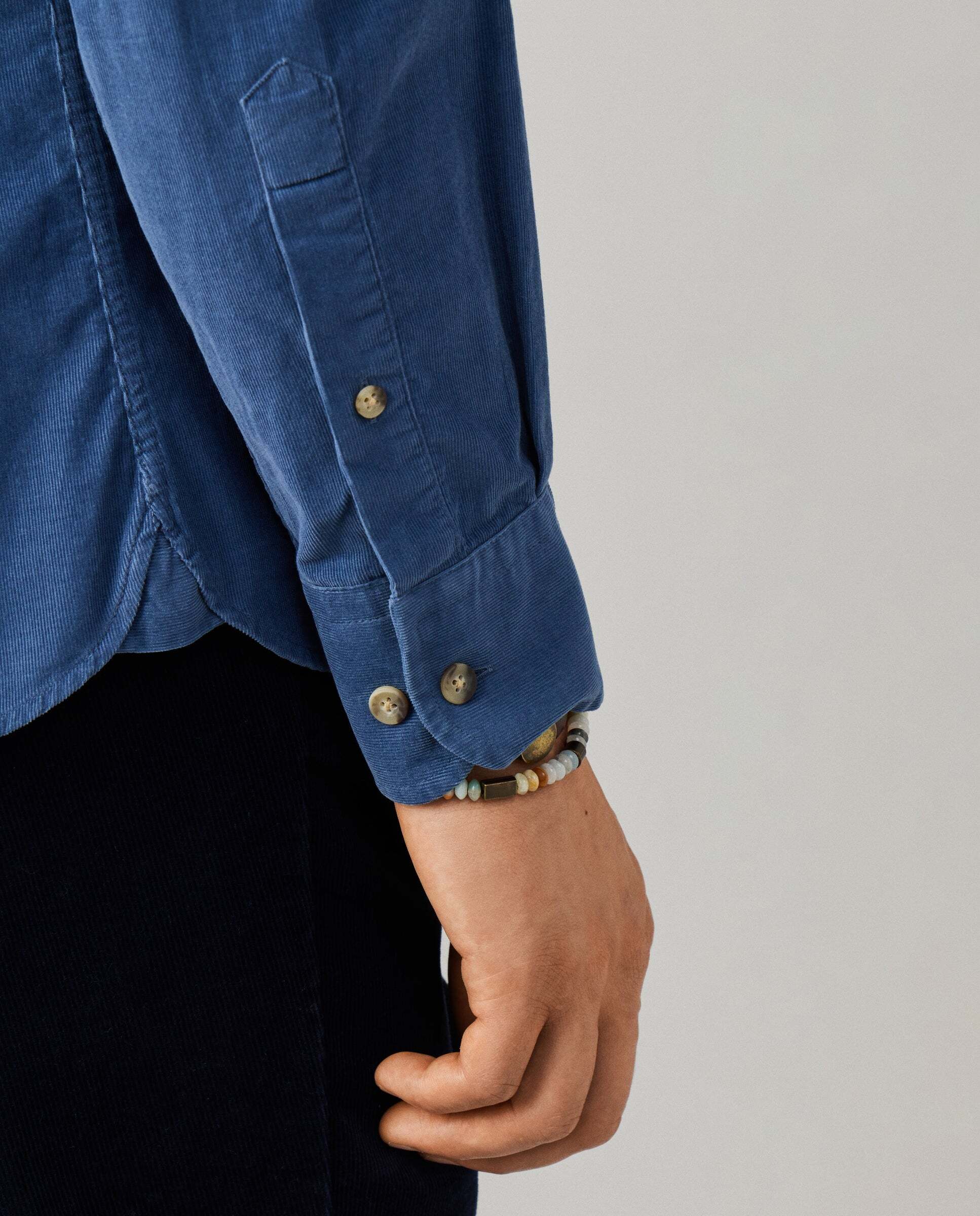 Camisa de hombre babycord fit tailored - Hackett - Azul Azul-5
