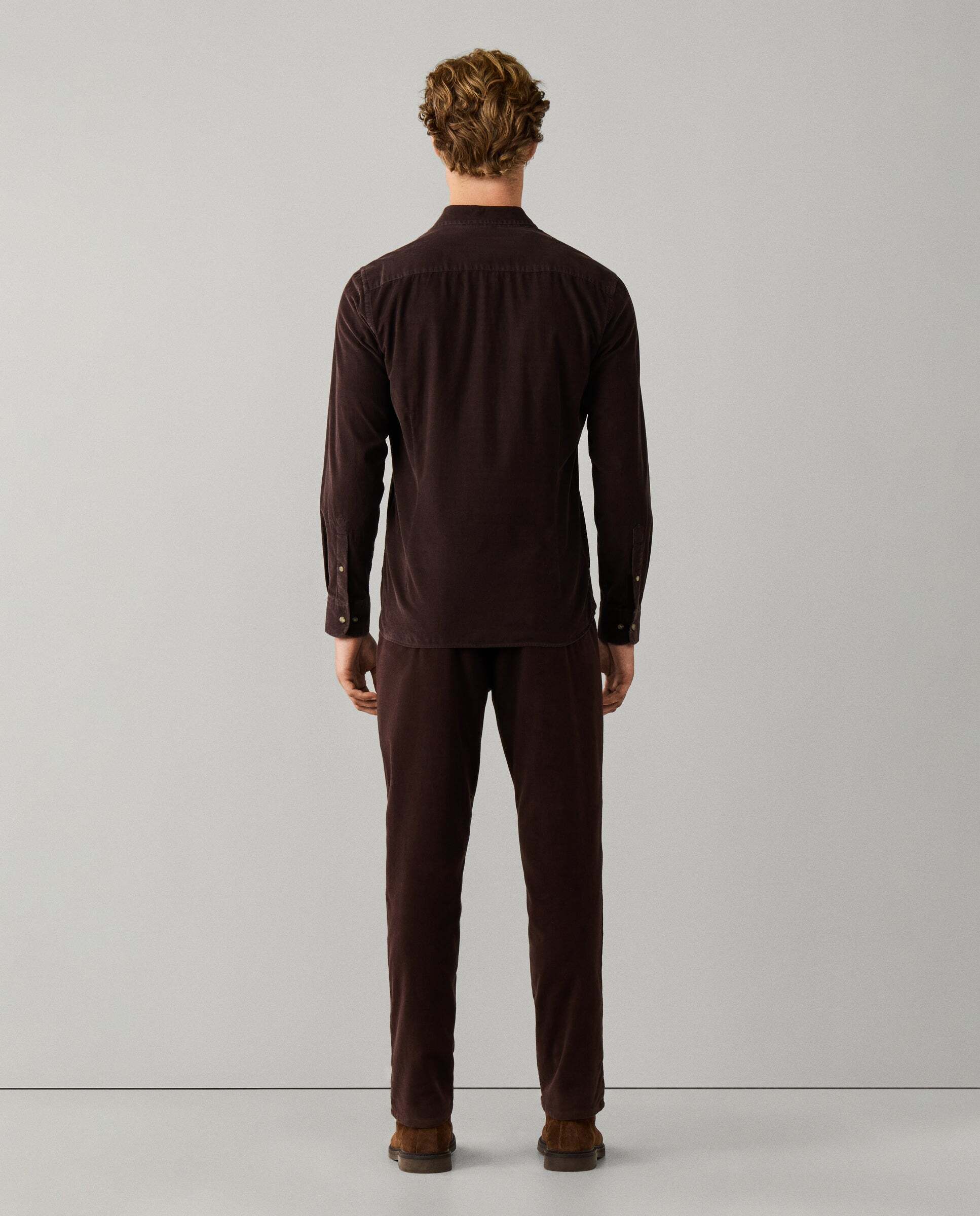 Camisa de hombre babycord fit tailored - Hackett - Marrón Marrón-3