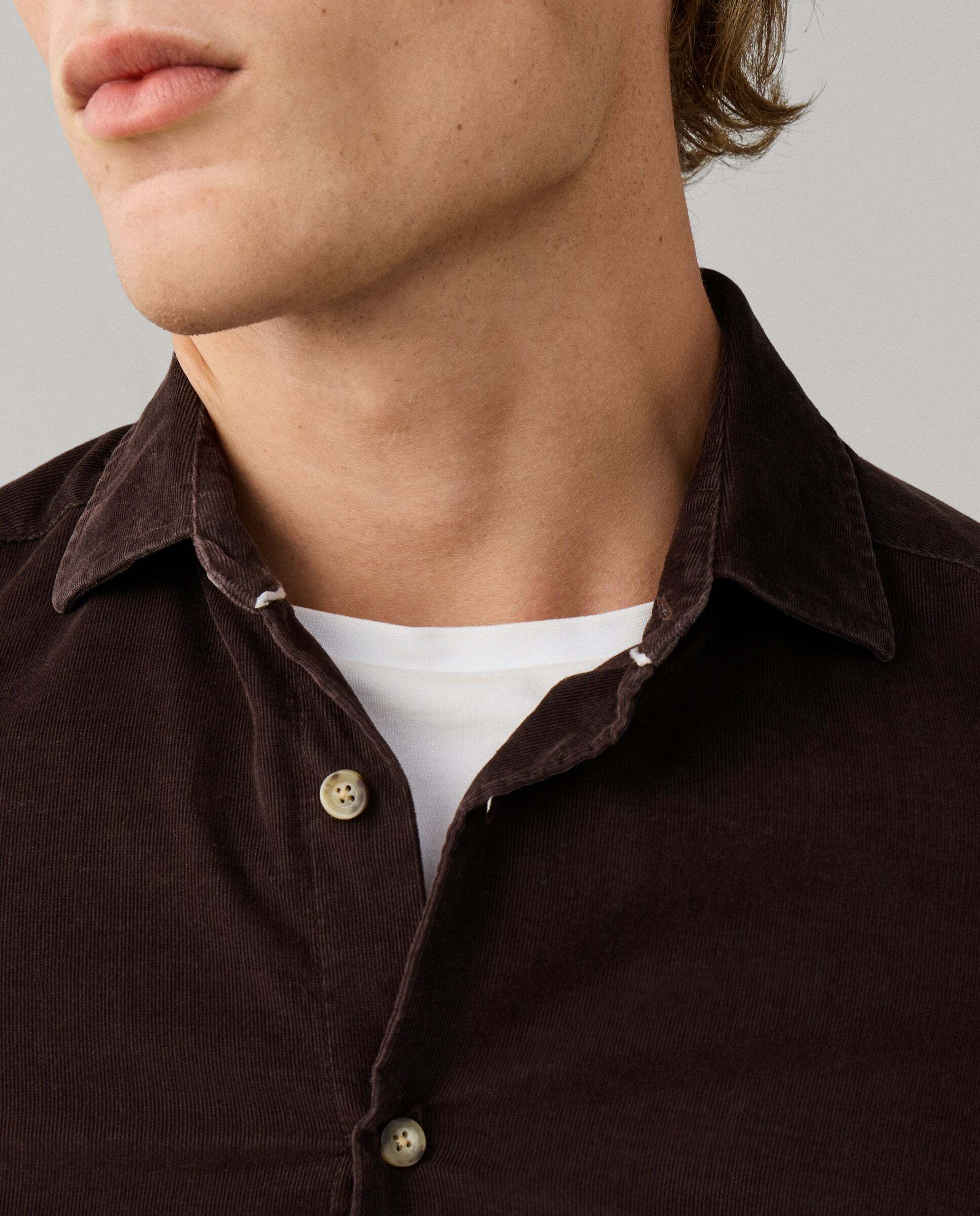 Camisa de hombre babycord fit tailored - Hackett - Marrón Marrón-4