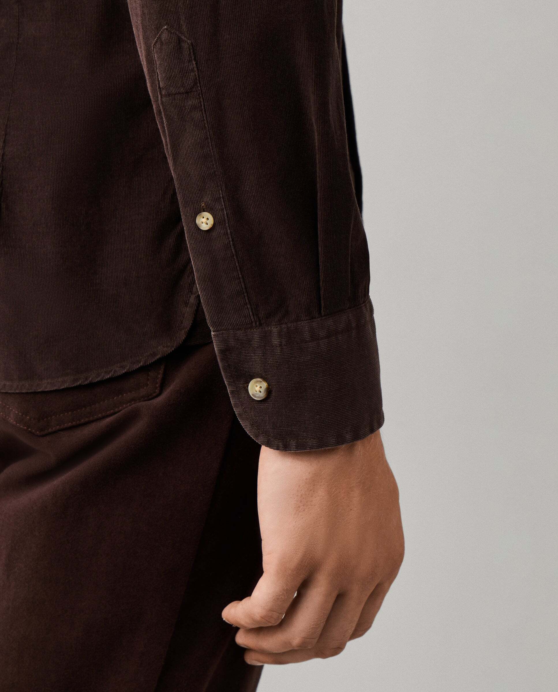Camisa de hombre babycord fit tailored - Hackett - Marrón Marrón-5